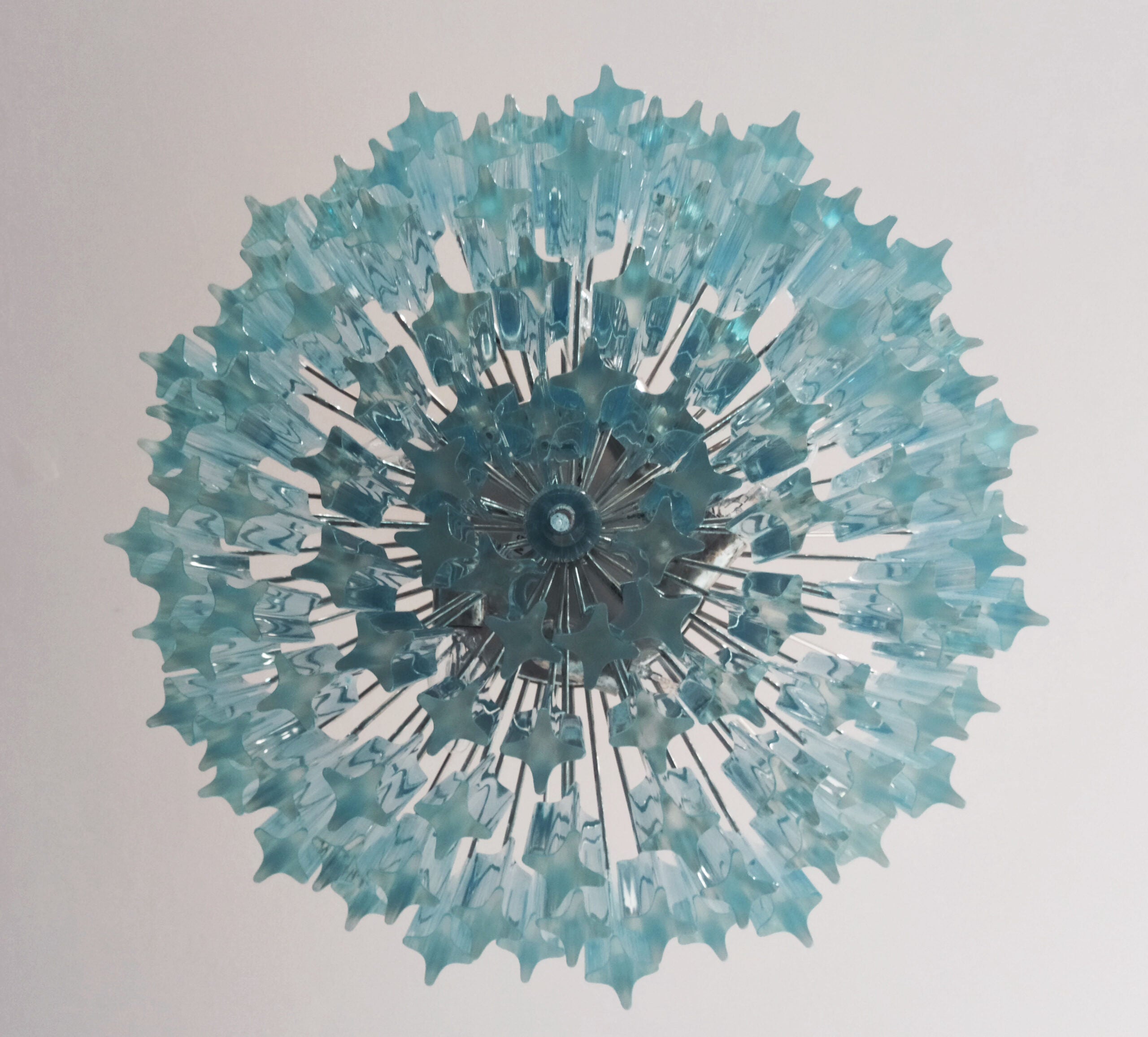 Mid-Century Murano Chandelier | Punto di Luce |  107 Blue Prism Glass