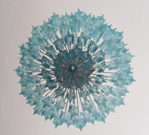 Mid-Century Murano Chandelier | Punto di Luce |  107 Blue Prism Glass