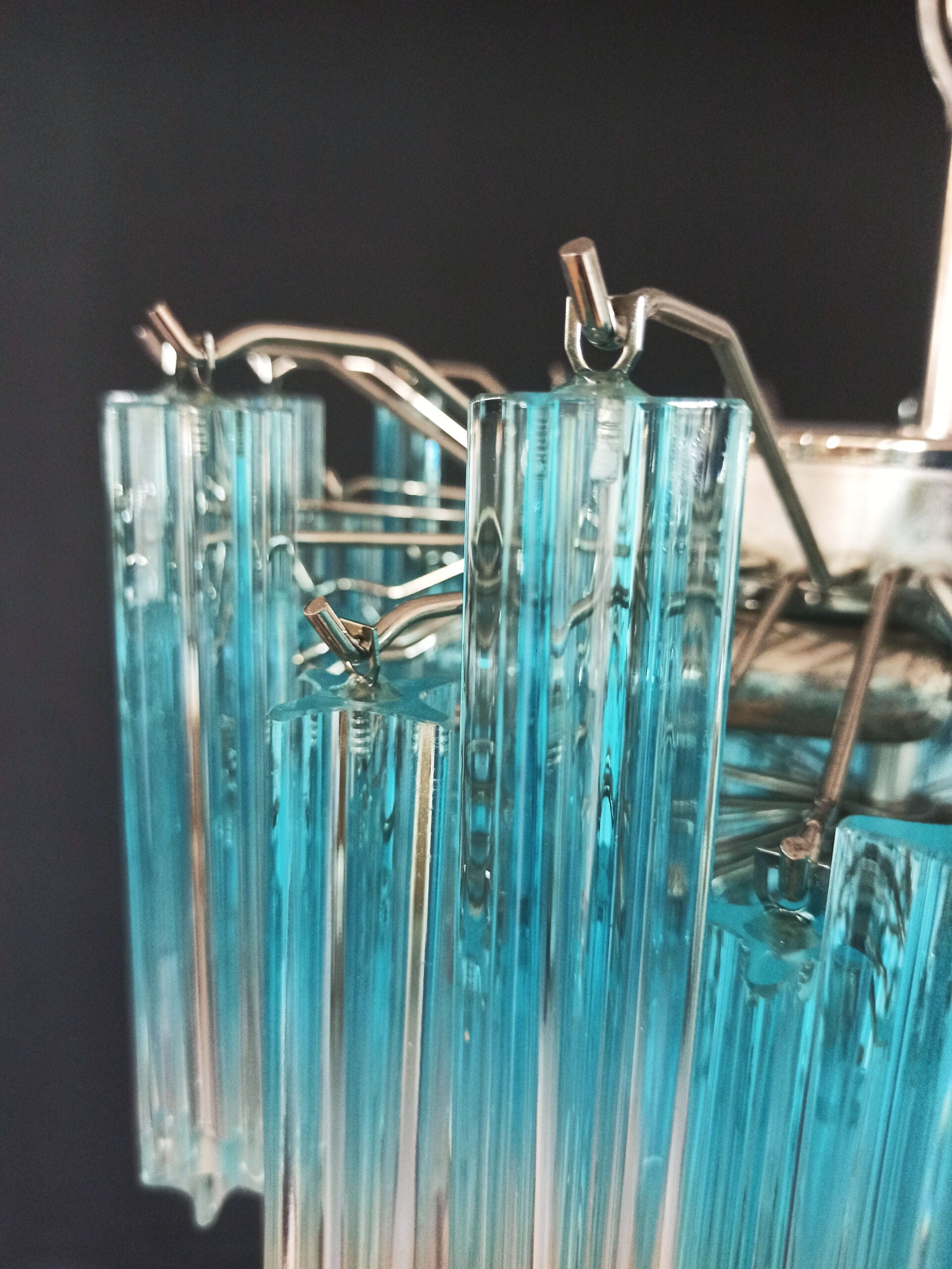 Mid-Century Murano Chandelier | Punto di Luce |  107 Blue Prism Glass