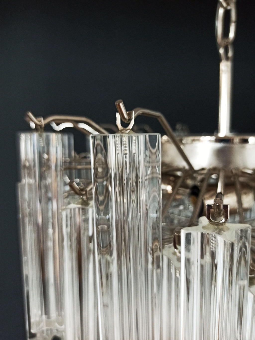 Mid-Century Murano Chandelier | Punto di Luce |  107 Clear Prism Glasses