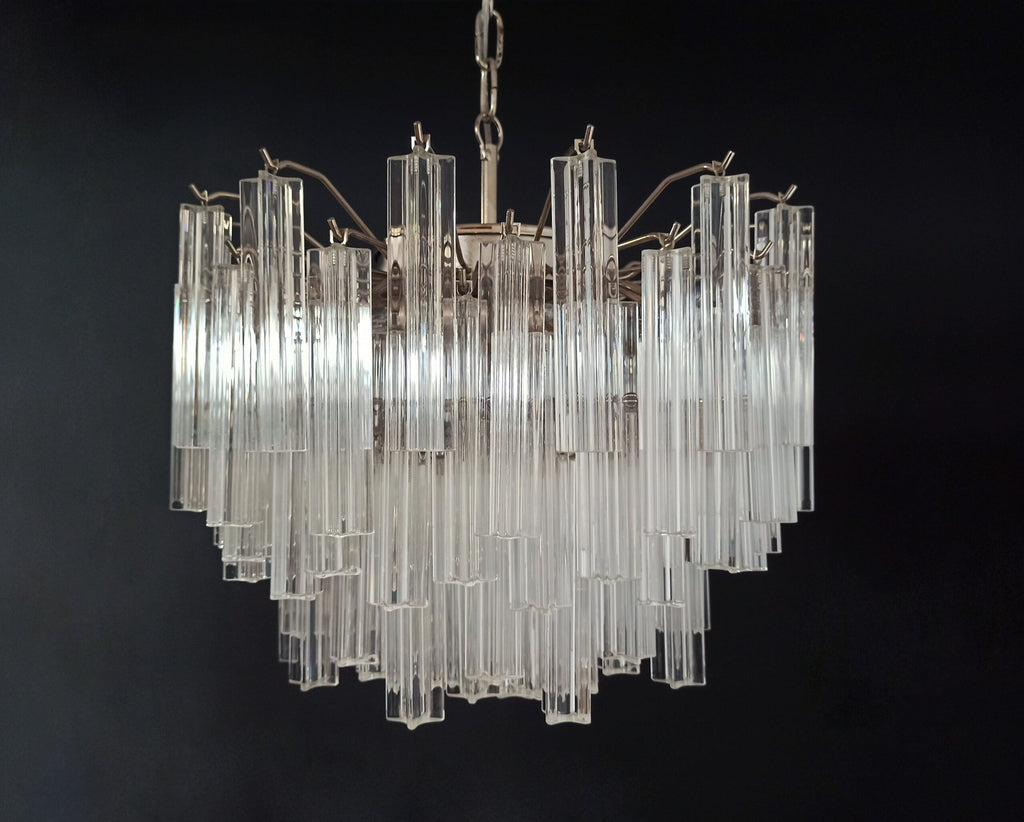 Mid-Century Murano Chandelier | Punto di Luce |  107 Clear Prism Glasses