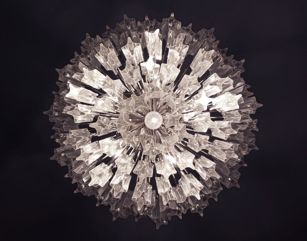 Mid-Century Murano Chandelier | Punto di Luce |  107 Clear Prism Glasses