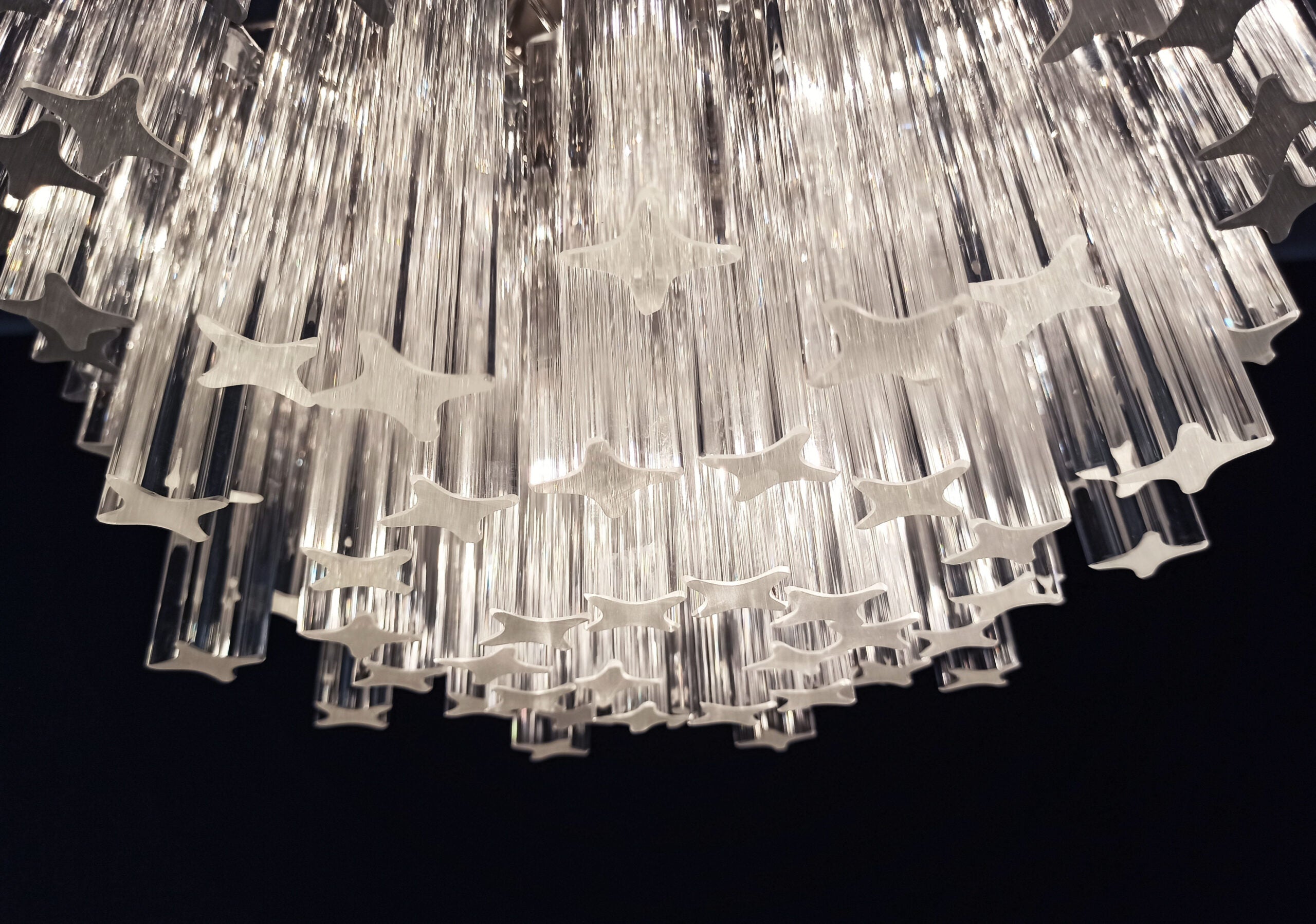 Mid-Century Murano Chandelier | Punto di Luce |  107 Clear Prism Glasses