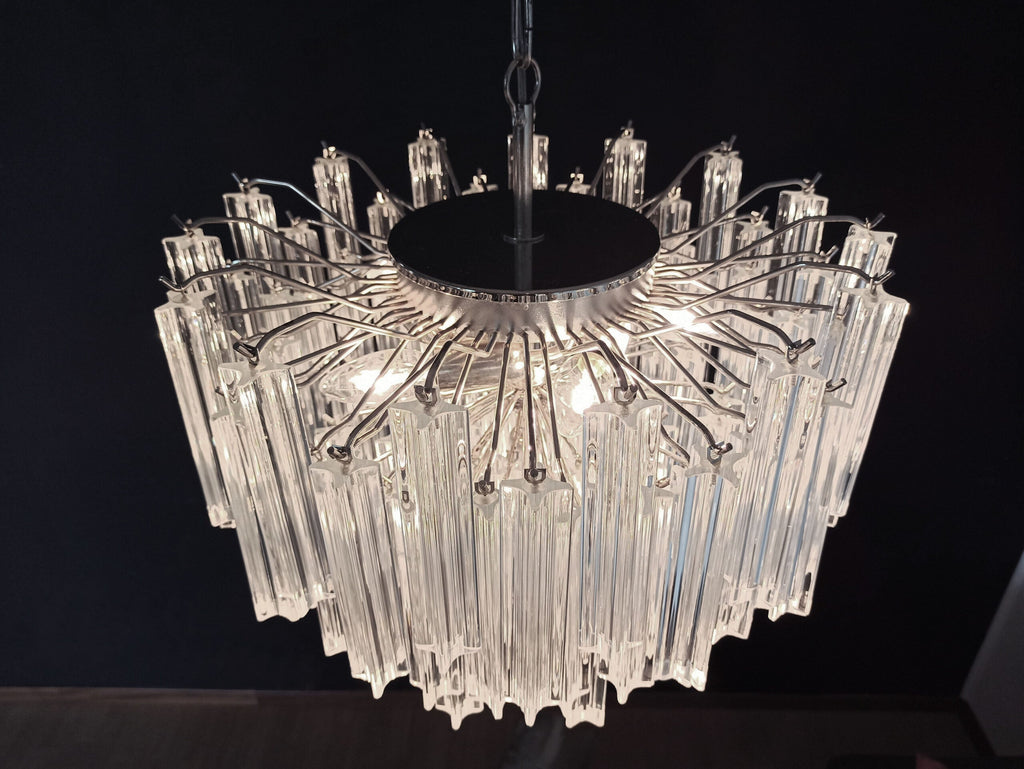 Mid-Century Murano Chandelier | Punto di Luce |  107 Clear Prism Glasses