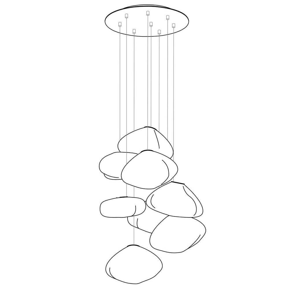 Lampă suspendată din plasă de sticlă suflată