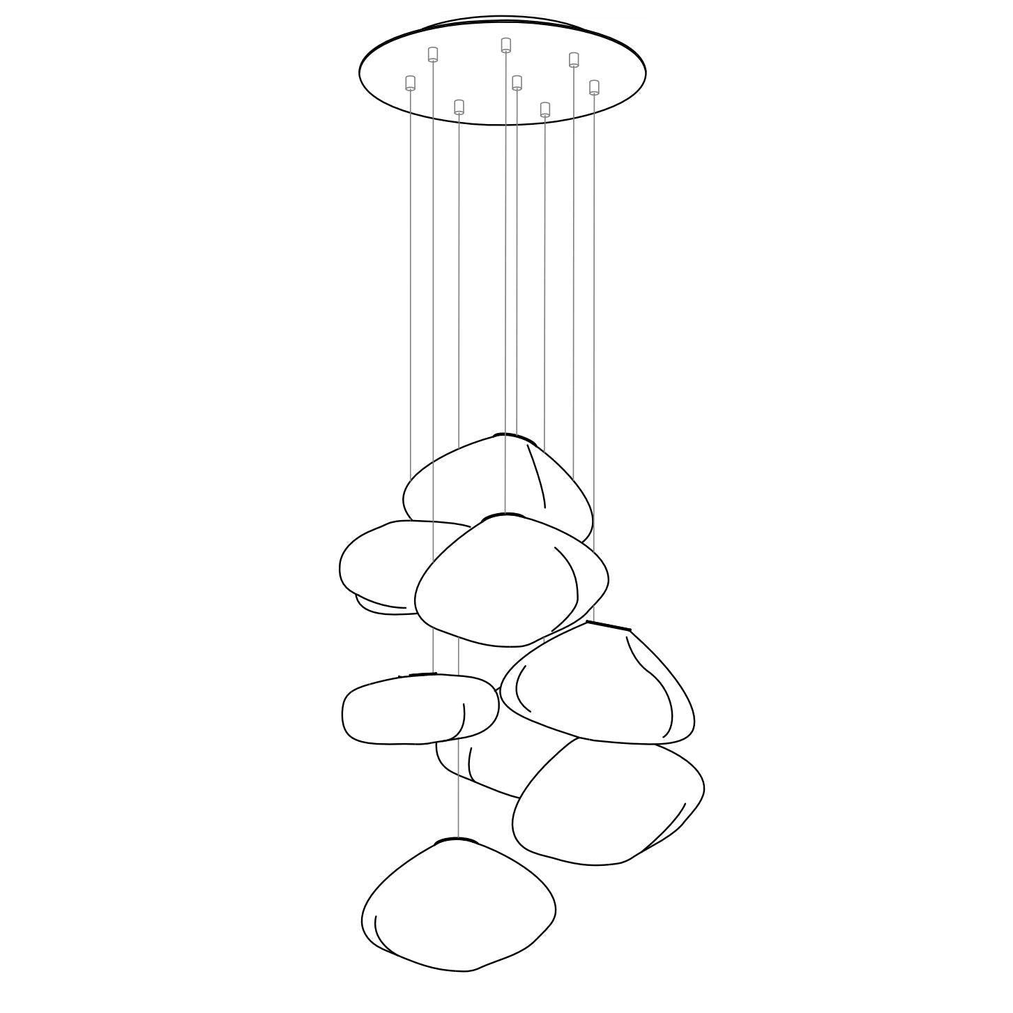 Lampă suspendată din plasă de sticlă suflată