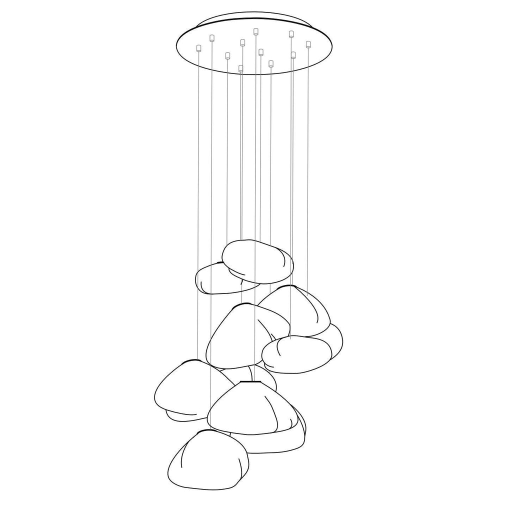 Lampă suspendată din plasă de sticlă suflată