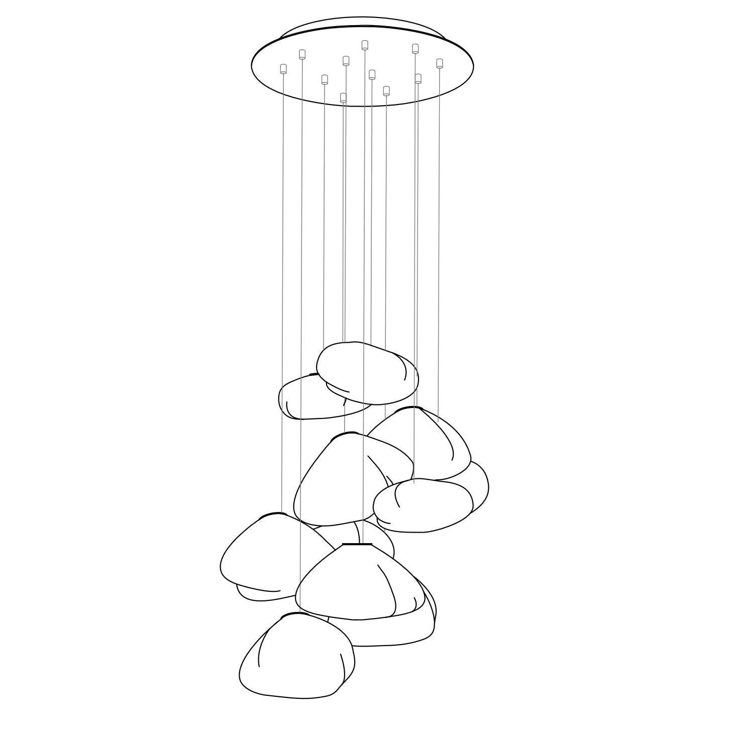 Lampă suspendată din plasă de sticlă suflată