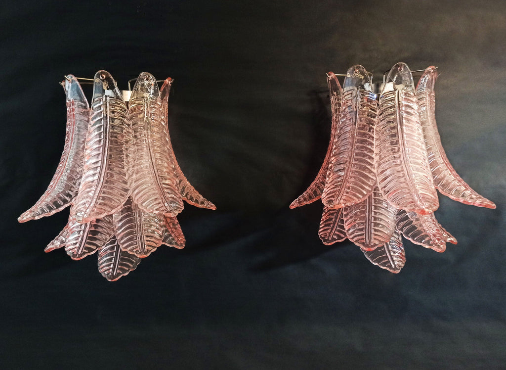 Mid-Century Murano Wall Lamp | Punto di Luce |  10 Pink Felci Glass | Punto di Luce |  1 Pair