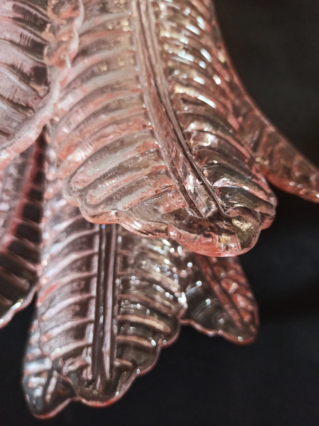 Mid-Century Murano Wall Lamp | Punto di Luce |  10 Pink Felci Glass | Punto di Luce |  1 Pair