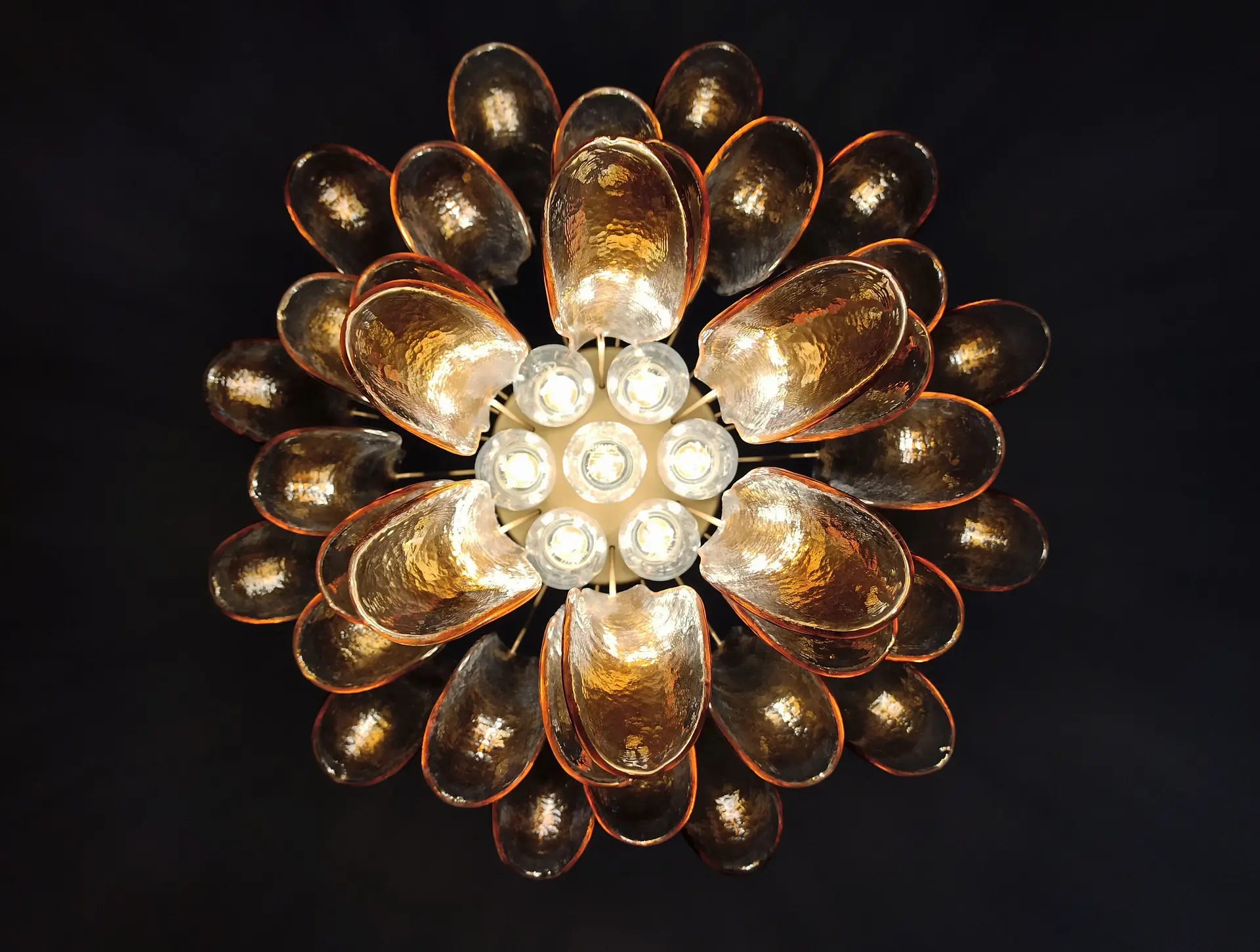Mid-Century Murano Chandelier | Punto di Luce |  36 Clear and Yellow Petal Glass