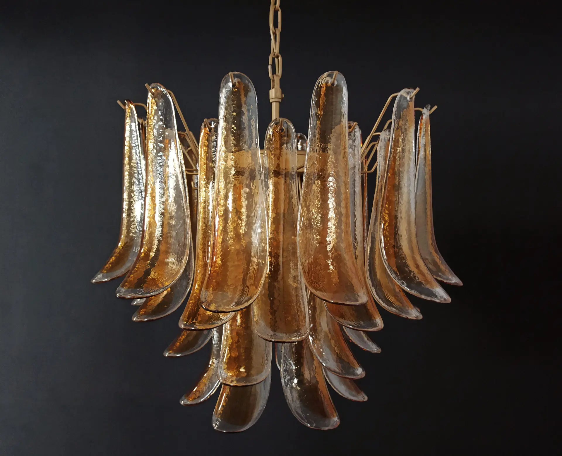 Mid-Century Murano Chandelier | Punto di Luce |  36 Clear and Yellow Petal Glass