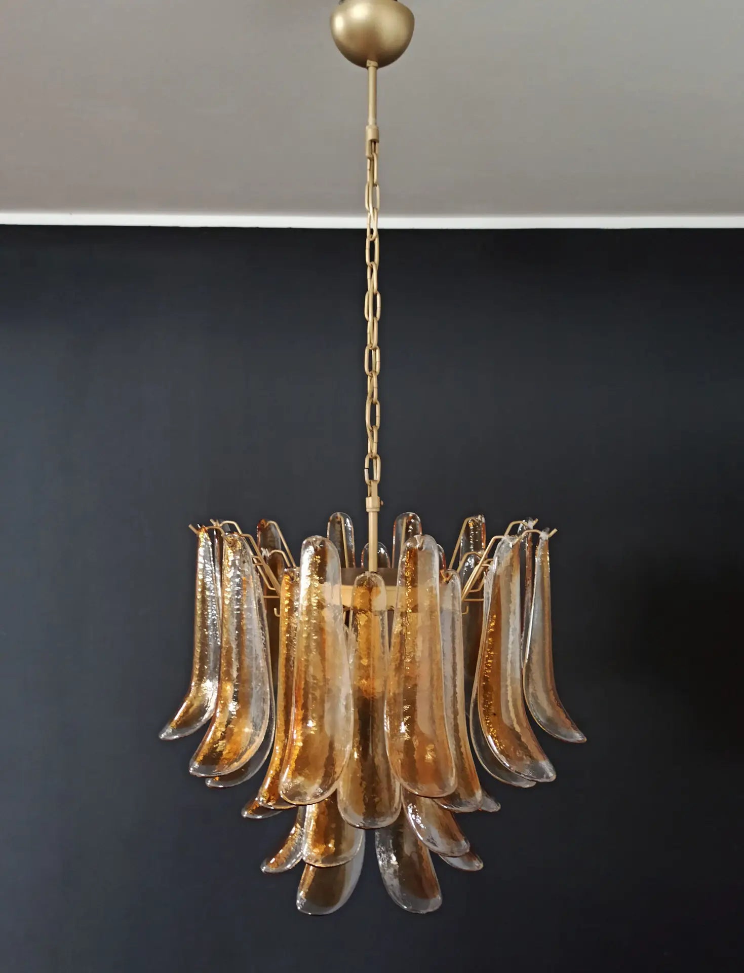 Mid-Century Murano Chandelier | Punto di Luce |  36 Clear and Yellow Petal Glass
