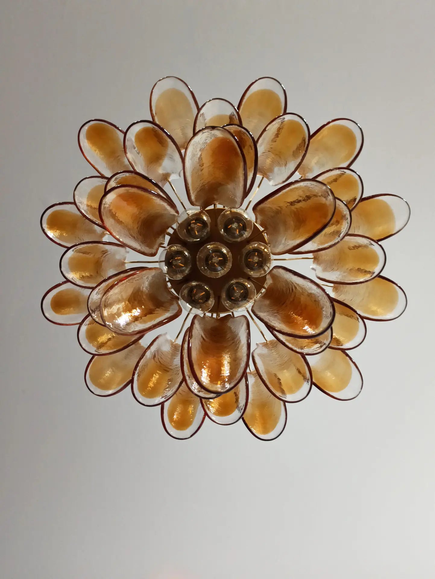 Mid-Century Murano Chandelier | Punto di Luce |  36 Clear and Yellow Petal Glass