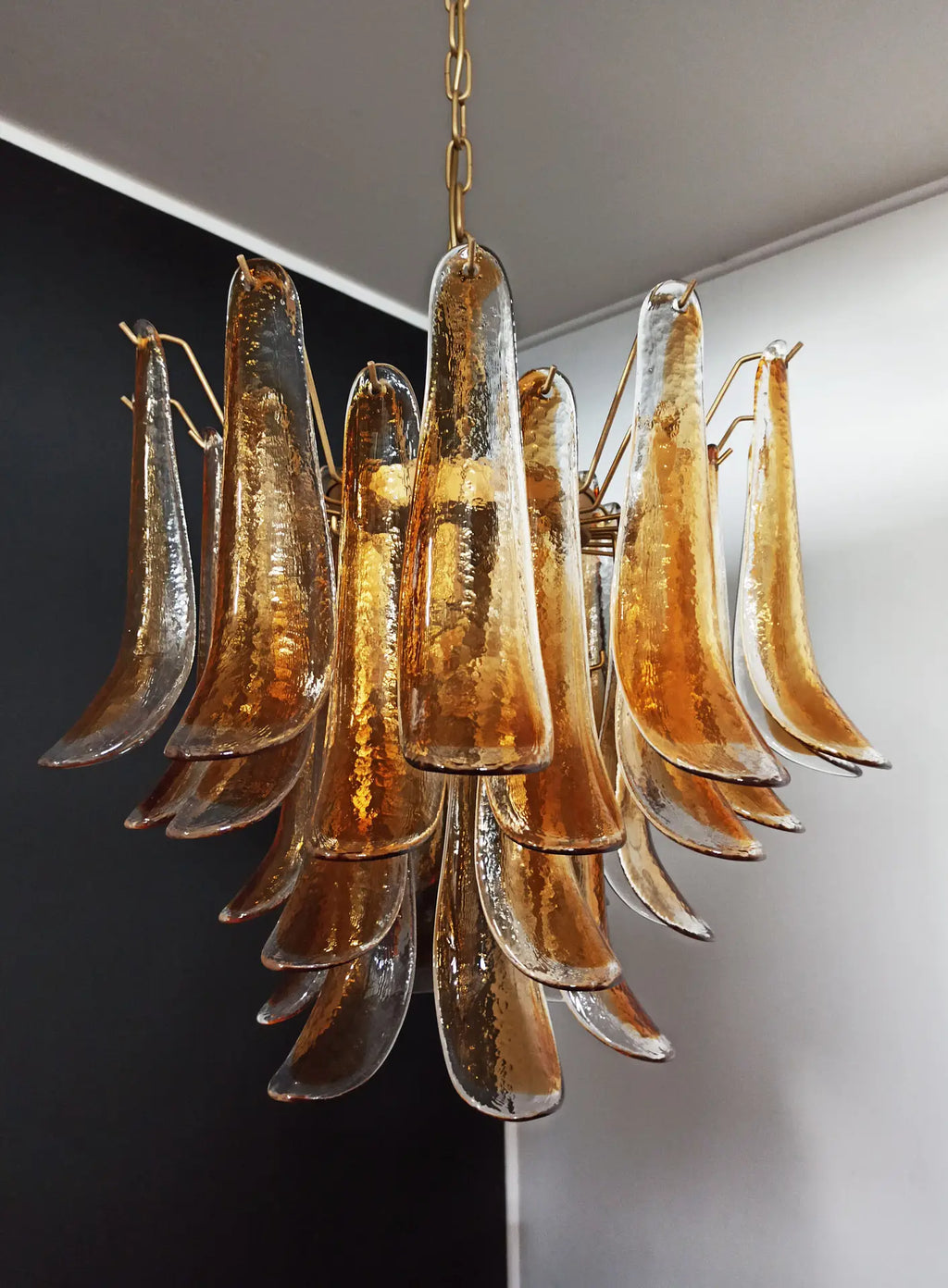 Mid-Century Murano Chandelier | Punto di Luce |  36 Clear and Yellow Petal Glass
