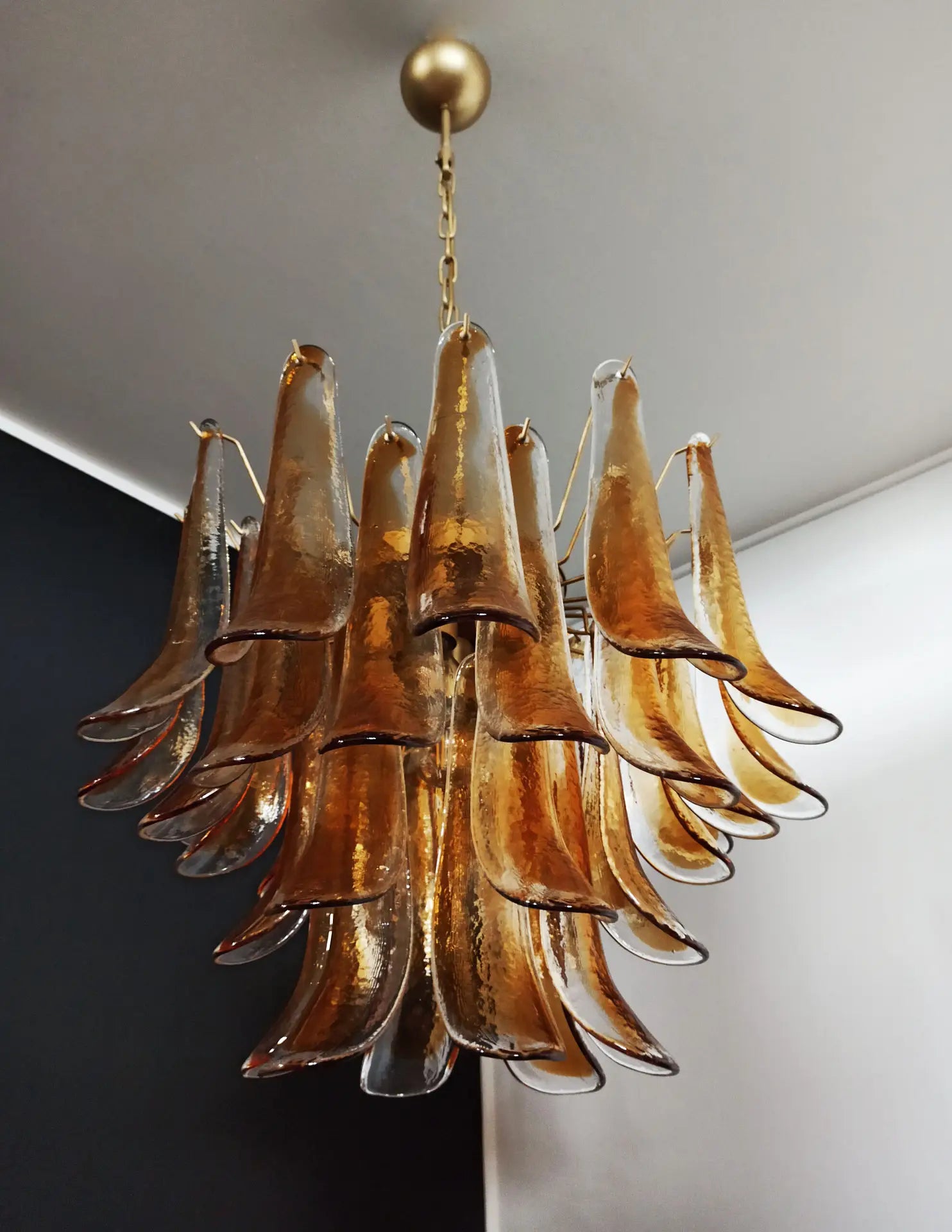Mid-Century Murano Chandelier | Punto di Luce |  36 Clear and Yellow Petal Glass