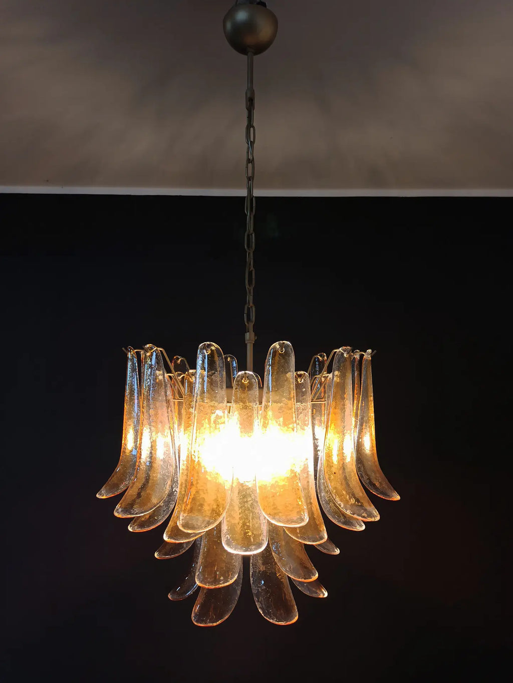 Mid-Century Murano Chandelier | Punto di Luce |  36 Clear and Yellow Petal Glass