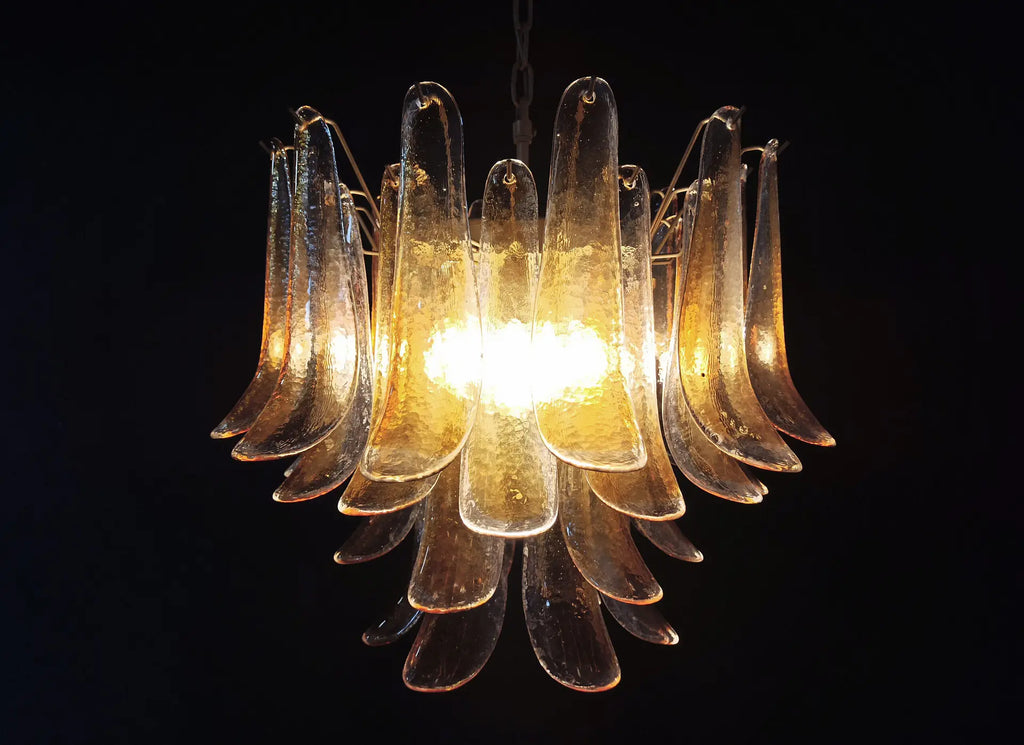 Mid-Century Murano Chandelier | Punto di Luce |  36 Clear and Yellow Petal Glass
