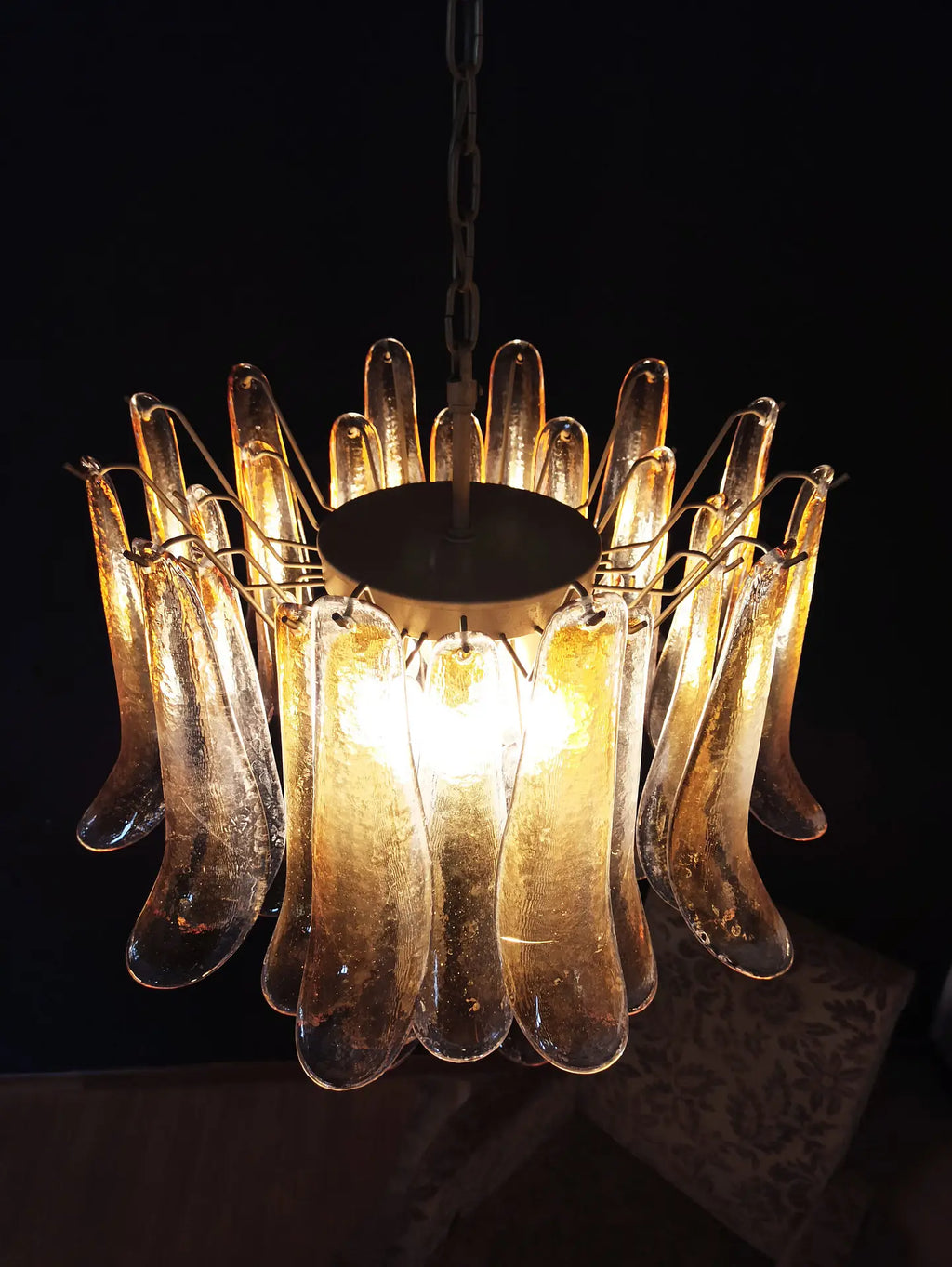 Mid-Century Murano Chandelier | Punto di Luce |  36 Clear and Yellow Petal Glass