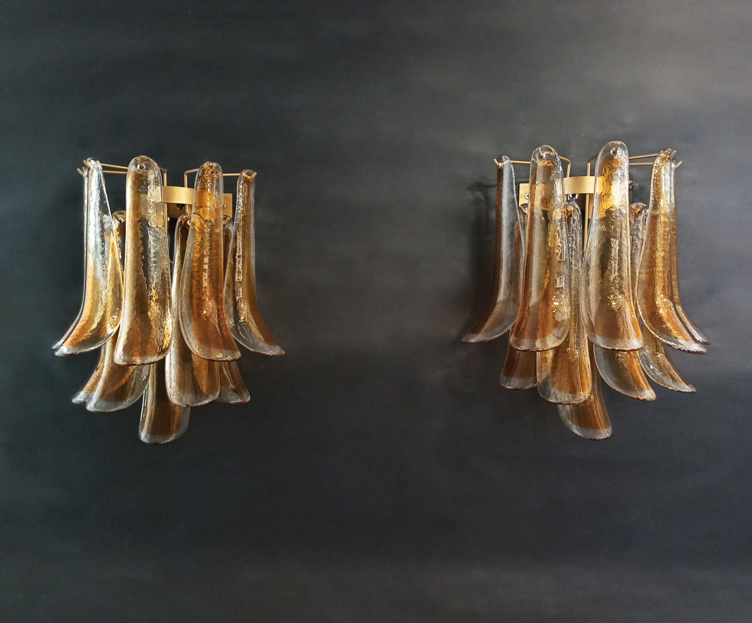 Mid-Century Murano Wall Lamp | Punto di Luce |  10 Yellow Petal Glass | Punto di Luce |  1 Pair