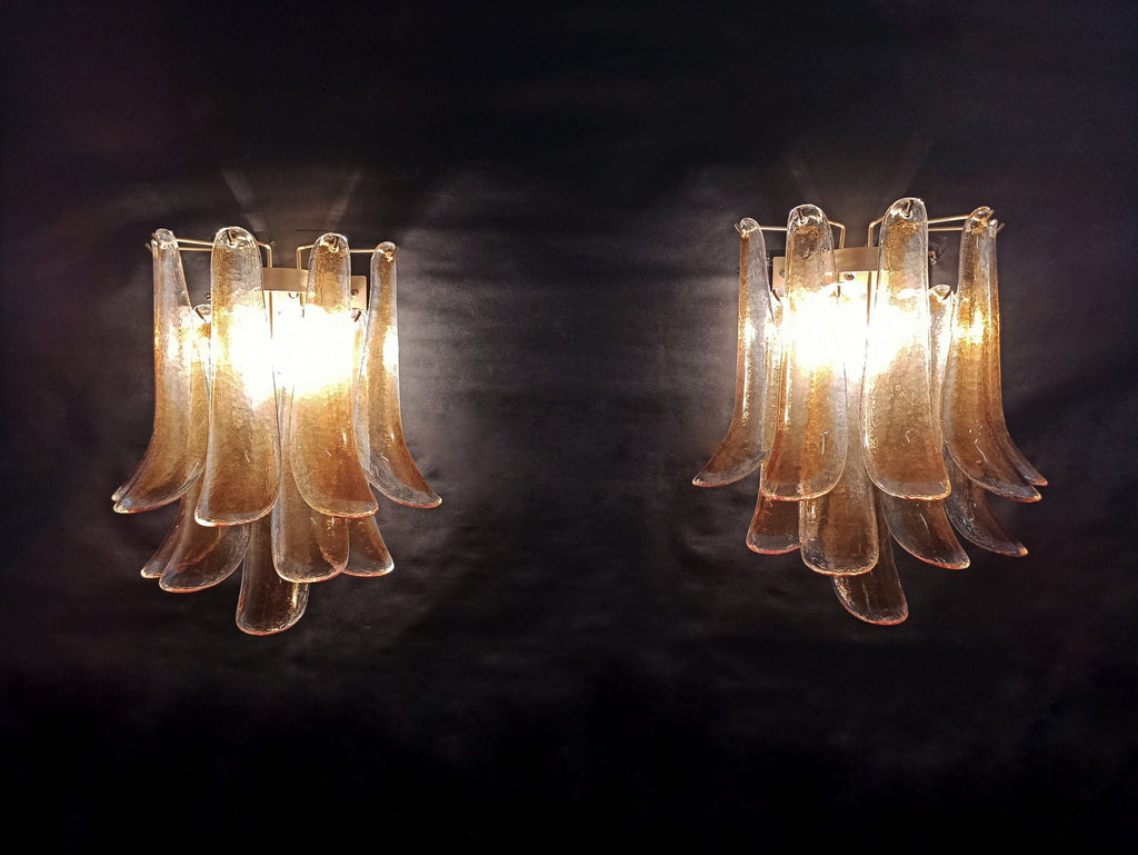 Mid-Century Murano Wall Lamp | Punto di Luce |  10 Yellow Petal Glass | Punto di Luce |  1 Pair