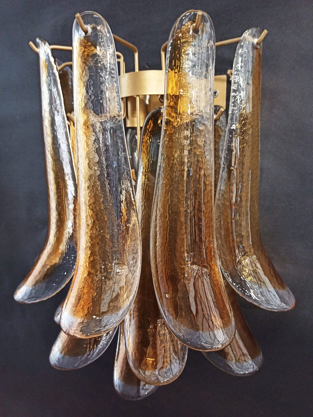 Mid-Century Murano Wall Lamp | Punto di Luce |  10 Yellow Petal Glass | Punto di Luce |  1 Pair