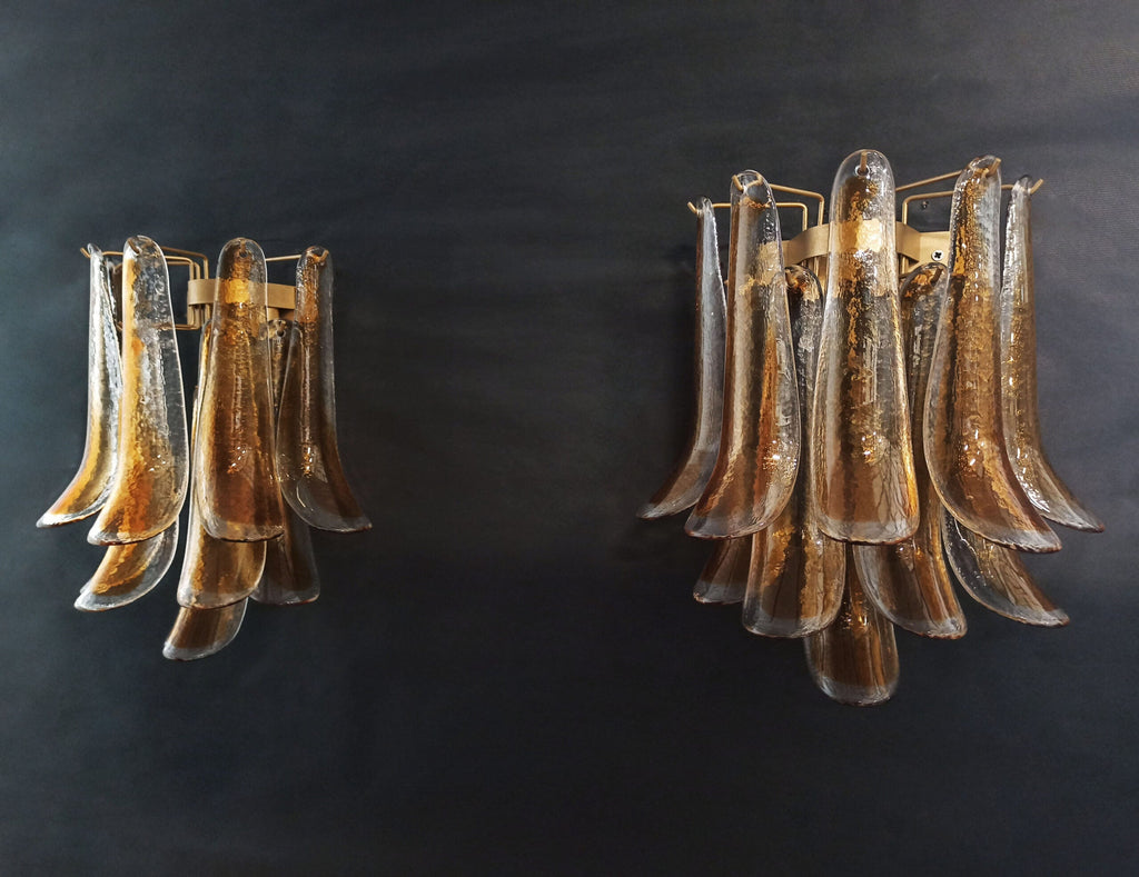 Mid-Century Murano Wall Lamp | Punto di Luce |  10 Yellow Petal Glass | Punto di Luce |  1 Pair