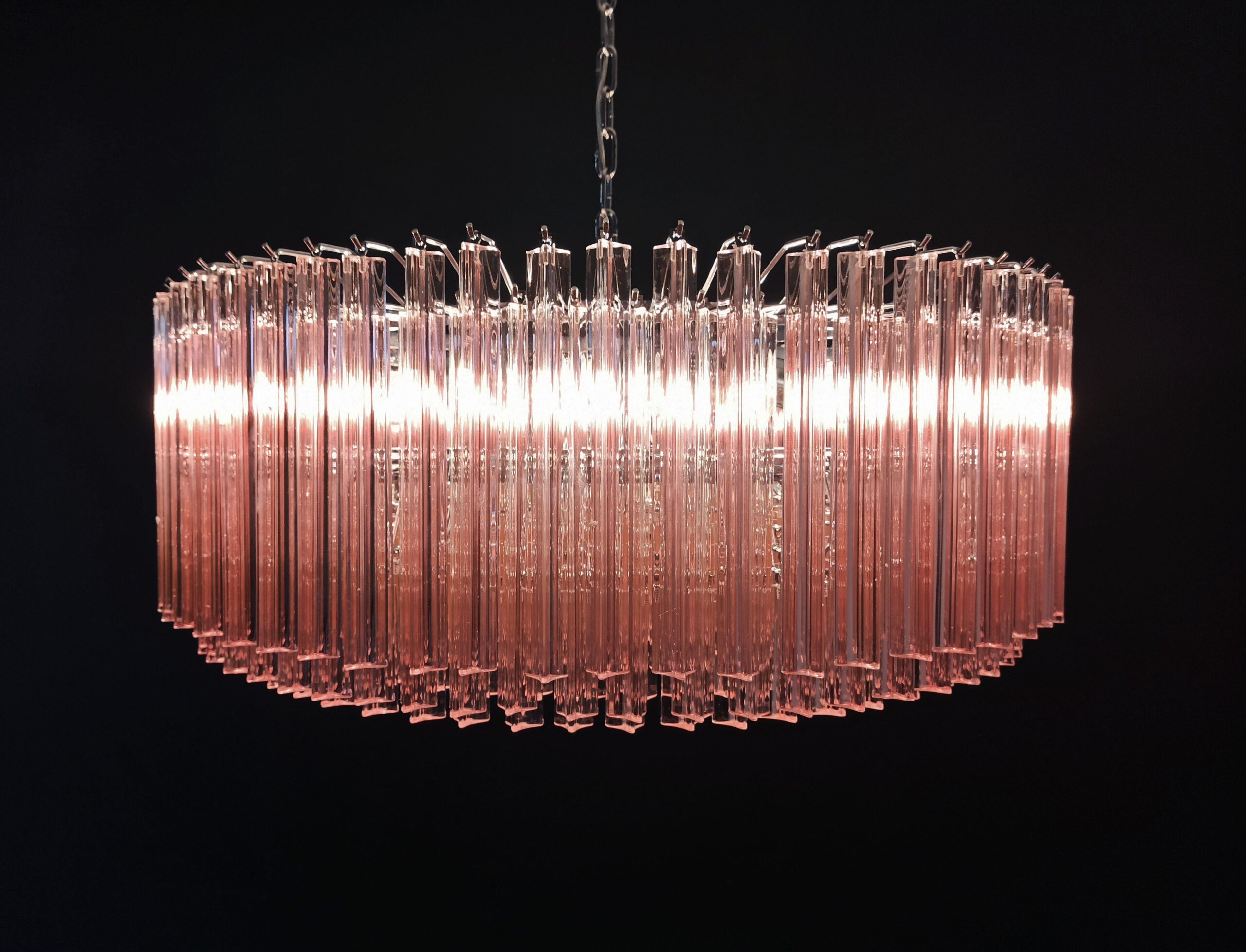 Mid-Century Murano Chandelier | Punto di Luce |  391 Pink Prism Glass