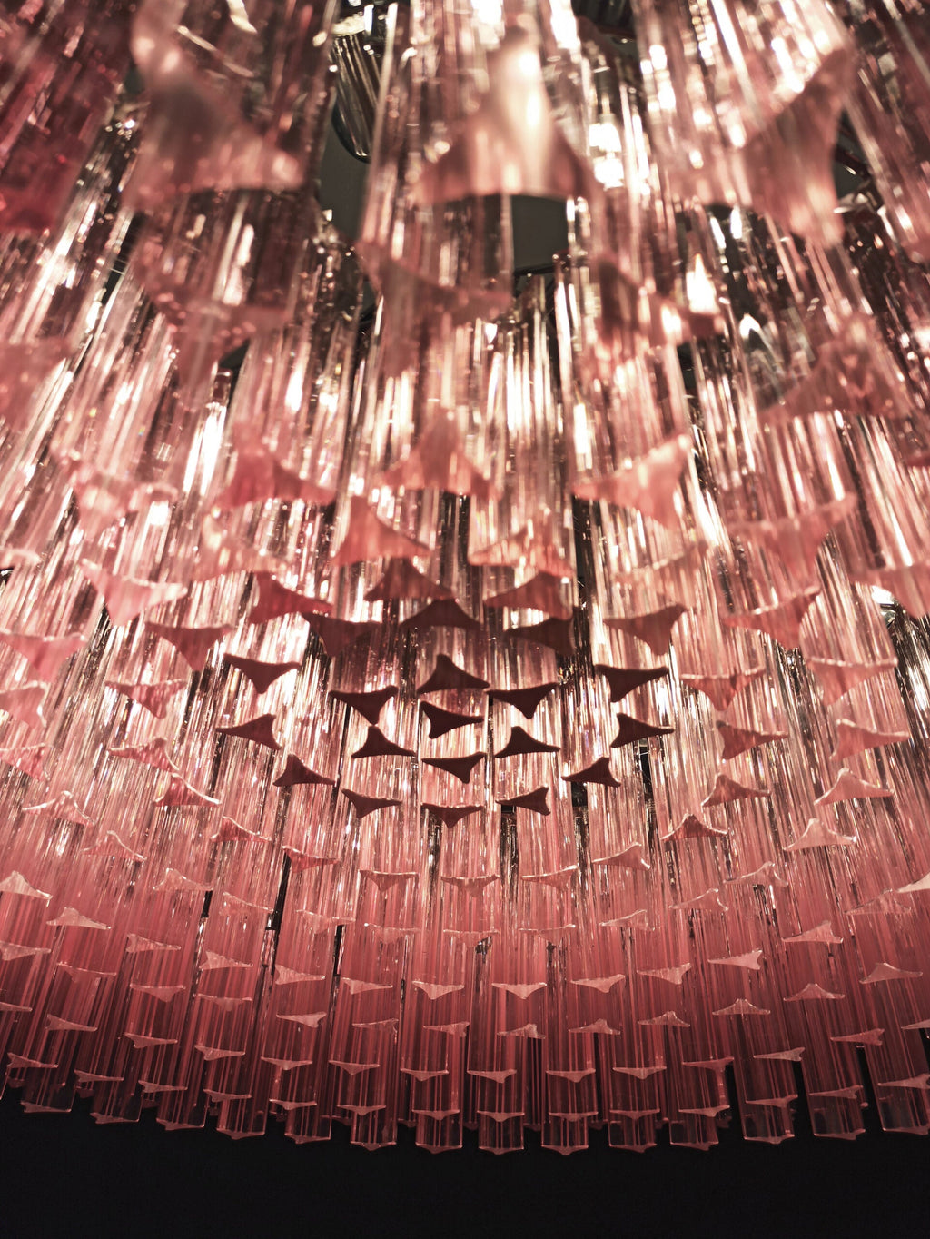 Mid-Century Murano Chandelier | Punto di Luce |  391 Pink Prism Glass
