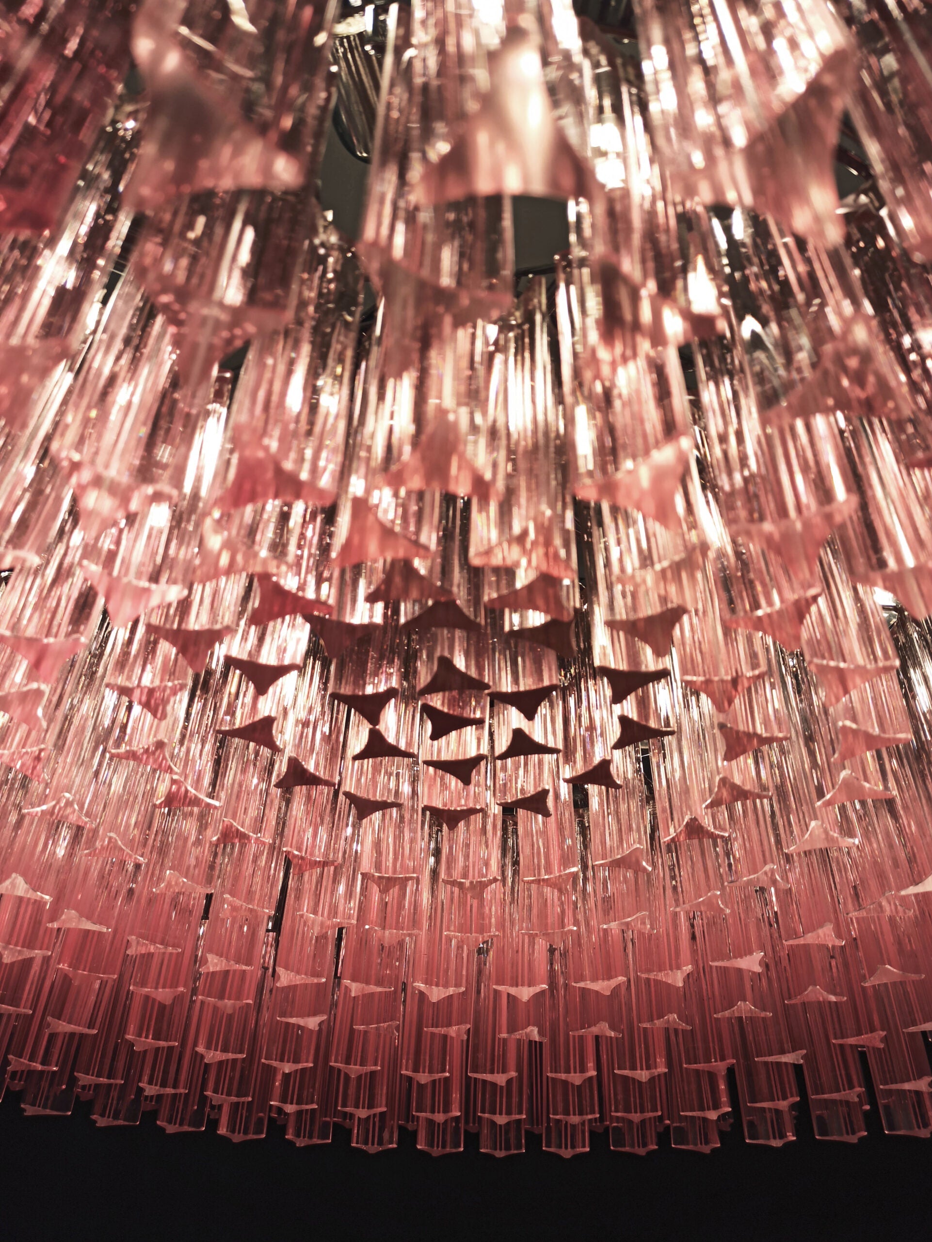 Mid-Century Murano Chandelier | Punto di Luce |  391 Pink Prism Glass