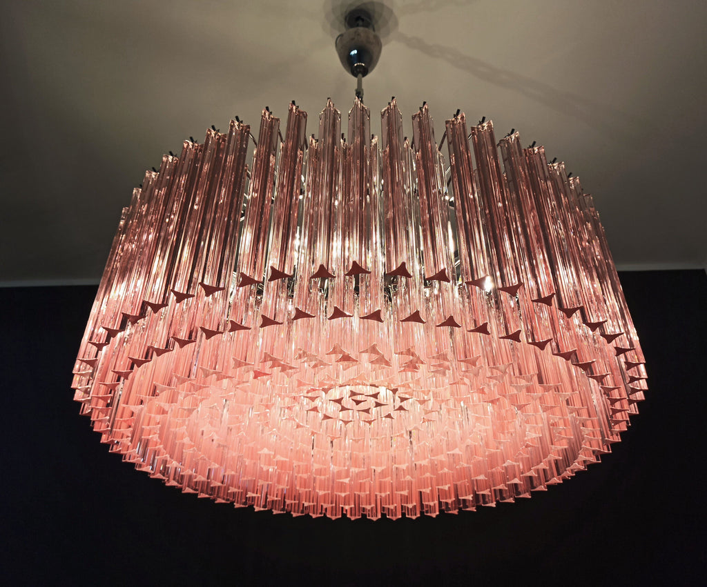Mid-Century Murano Chandelier | Punto di Luce |  391 Pink Prism Glass