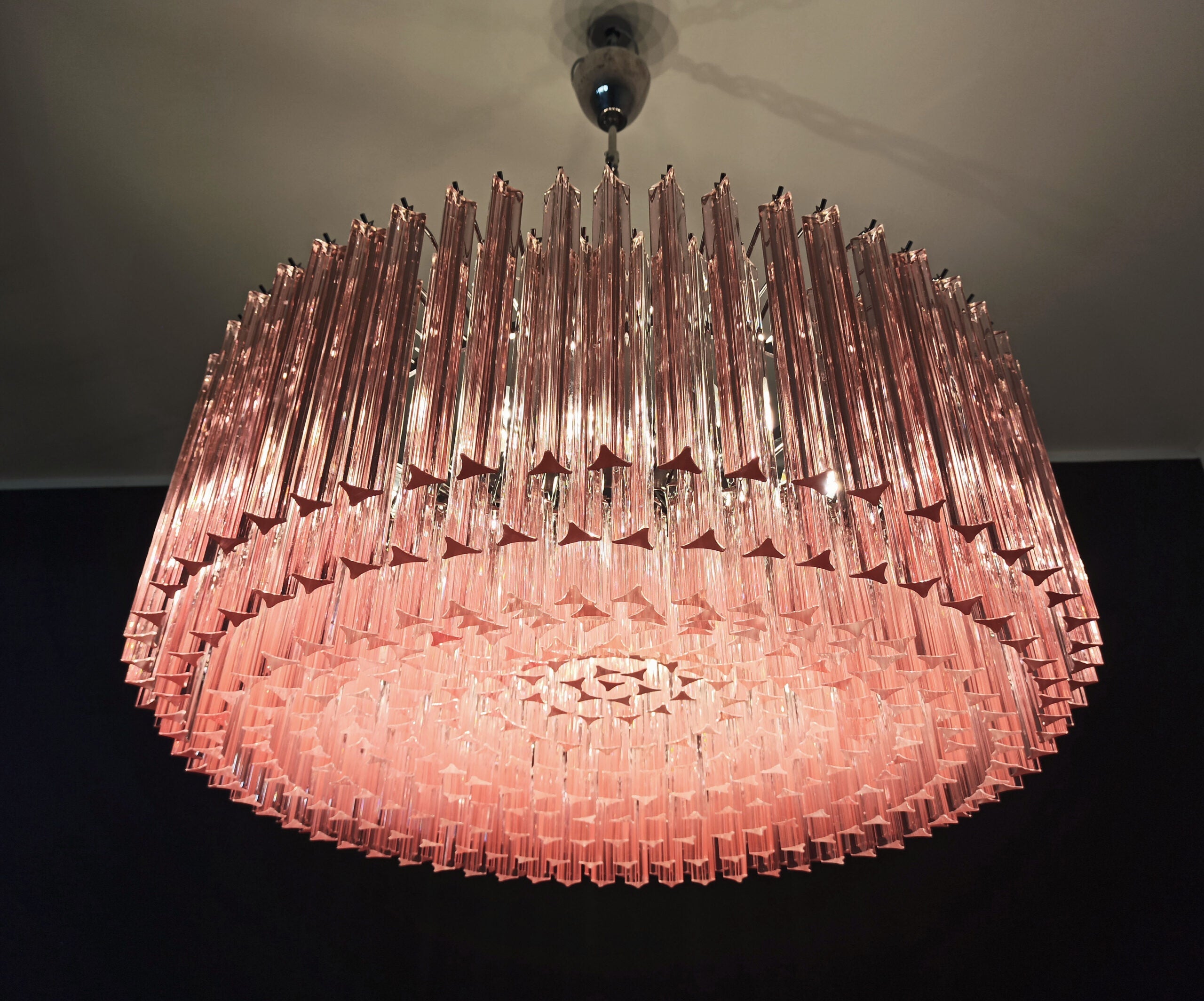 Mid-Century Murano Chandelier | Punto di Luce |  391 Pink Prism Glass
