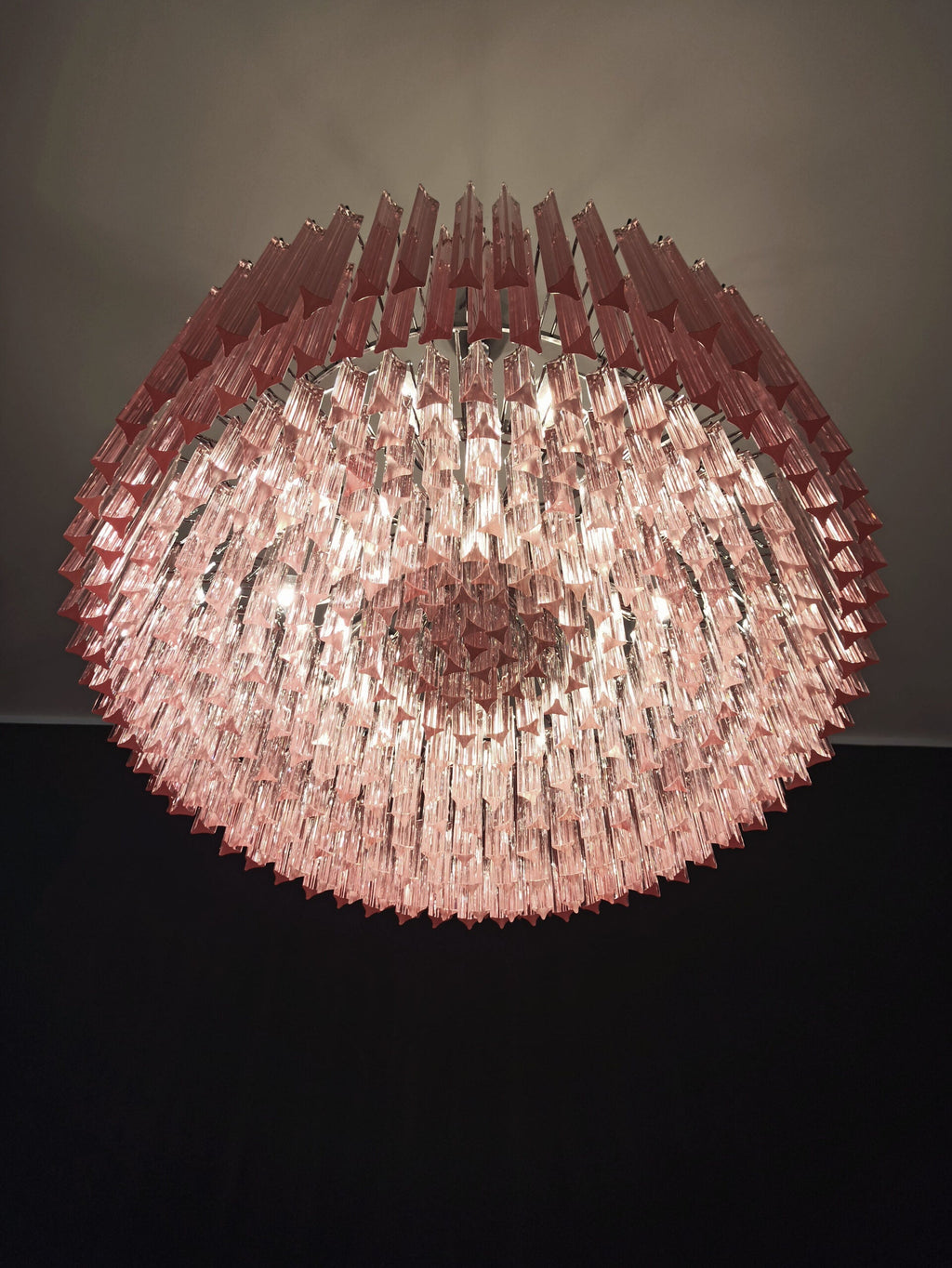 Mid-Century Murano Chandelier | Punto di Luce |  391 Pink Prism Glass