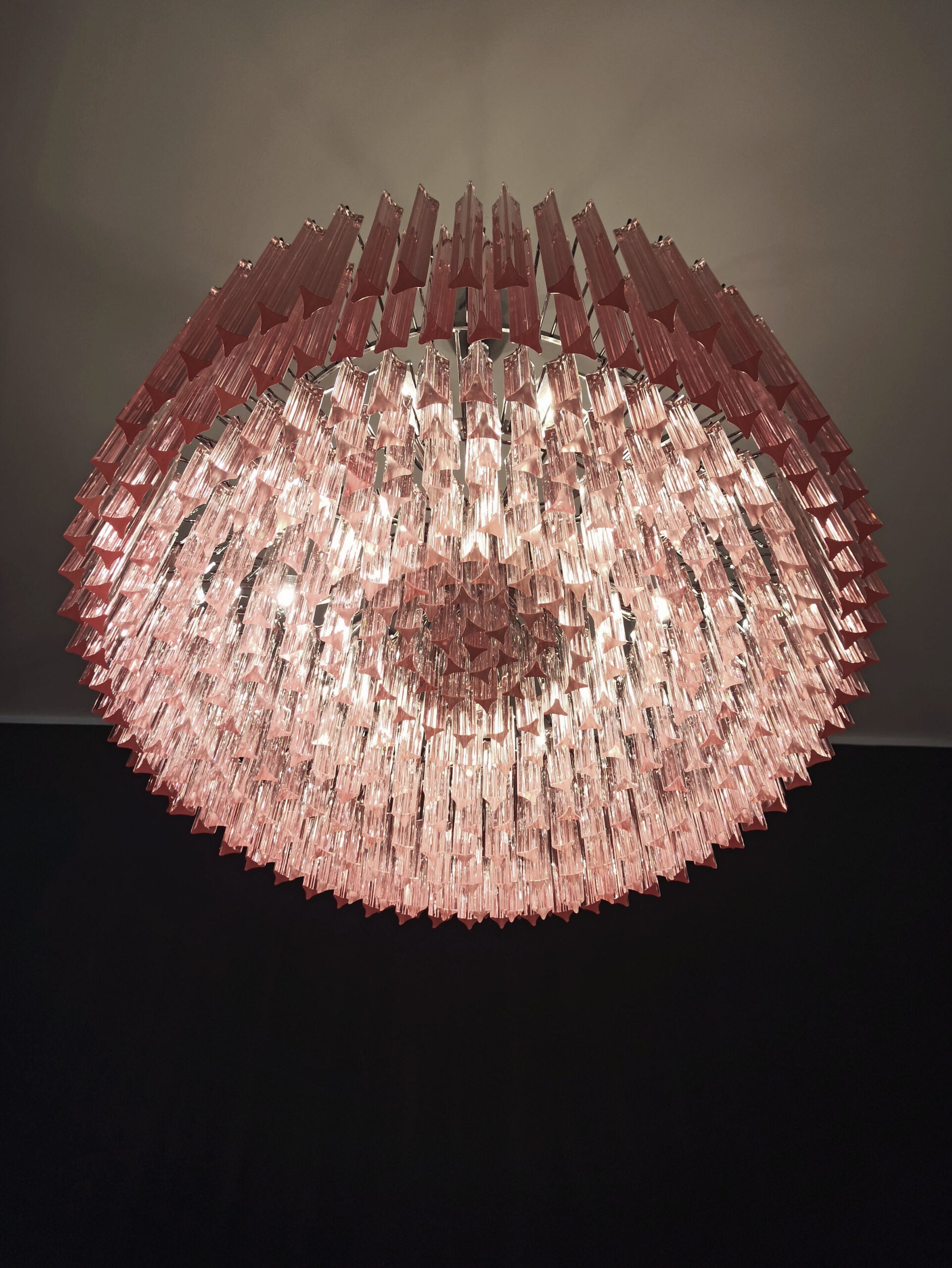 Mid-Century Murano Chandelier | Punto di Luce |  391 Pink Prism Glass