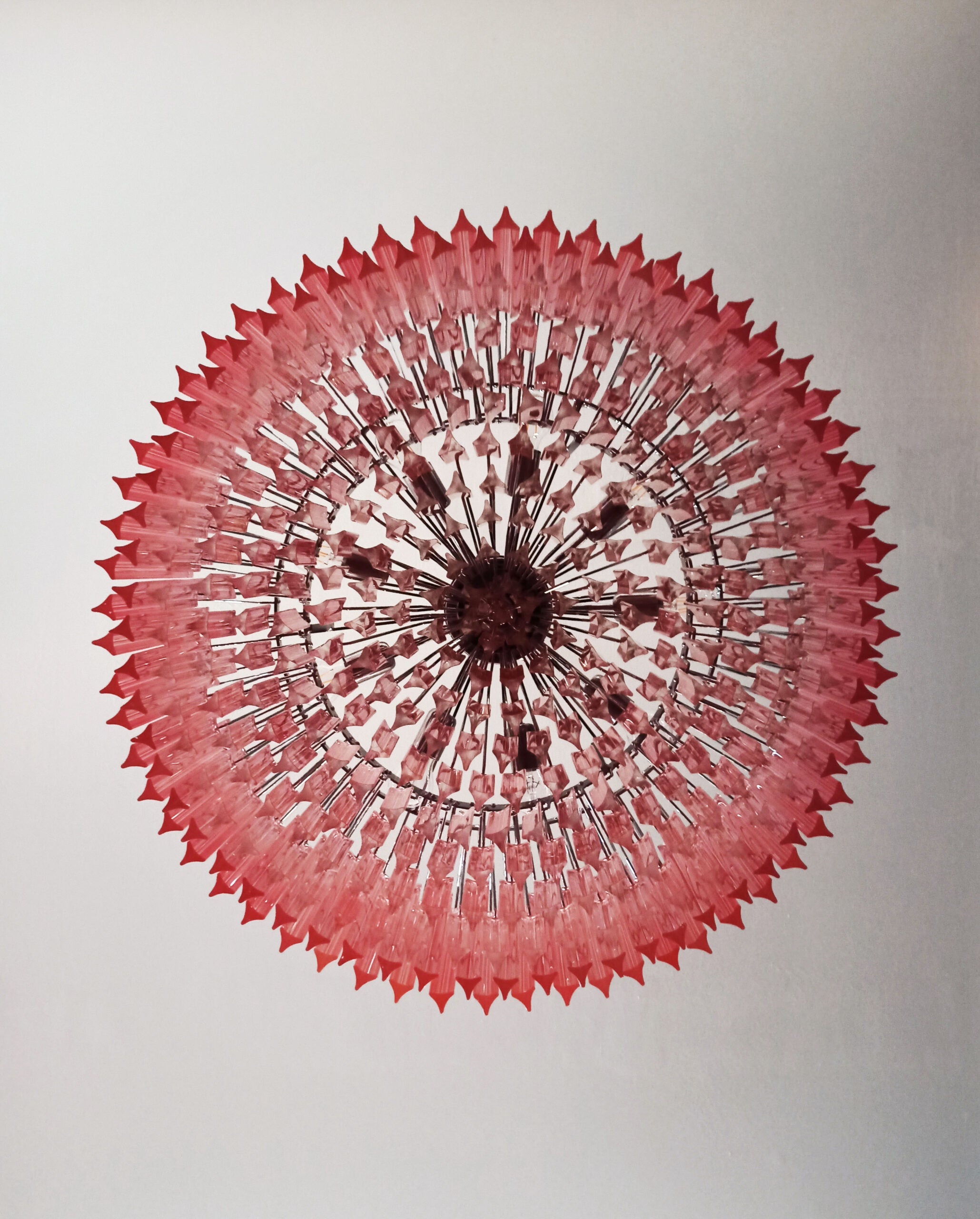 Mid-Century Murano Chandelier | Punto di Luce |  391 Pink Prism Glass