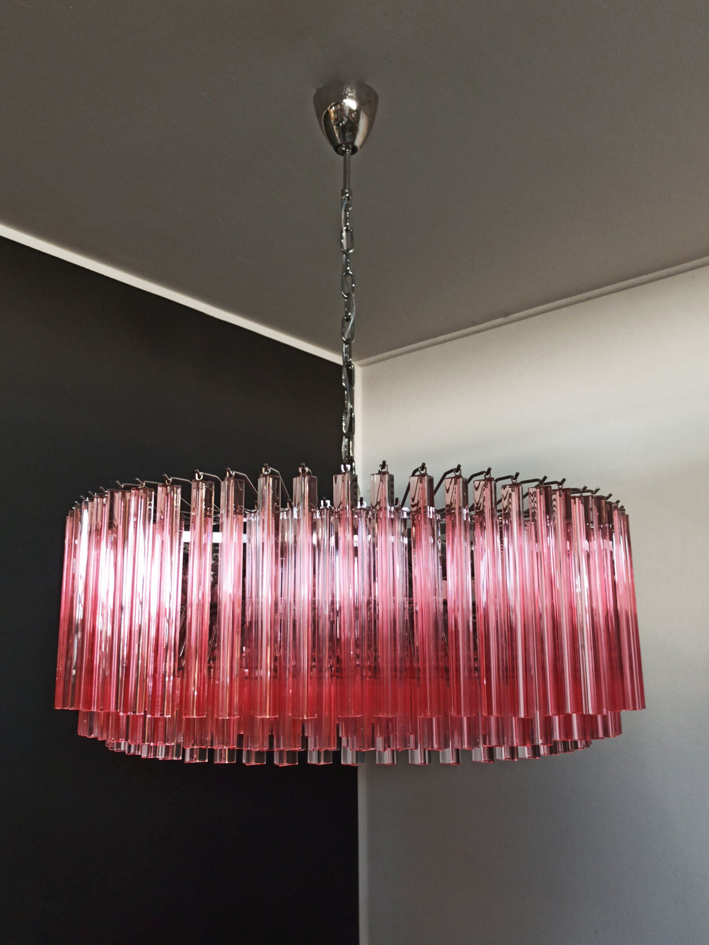 Mid-Century Murano Chandelier | Punto di Luce |  391 Pink Prism Glass