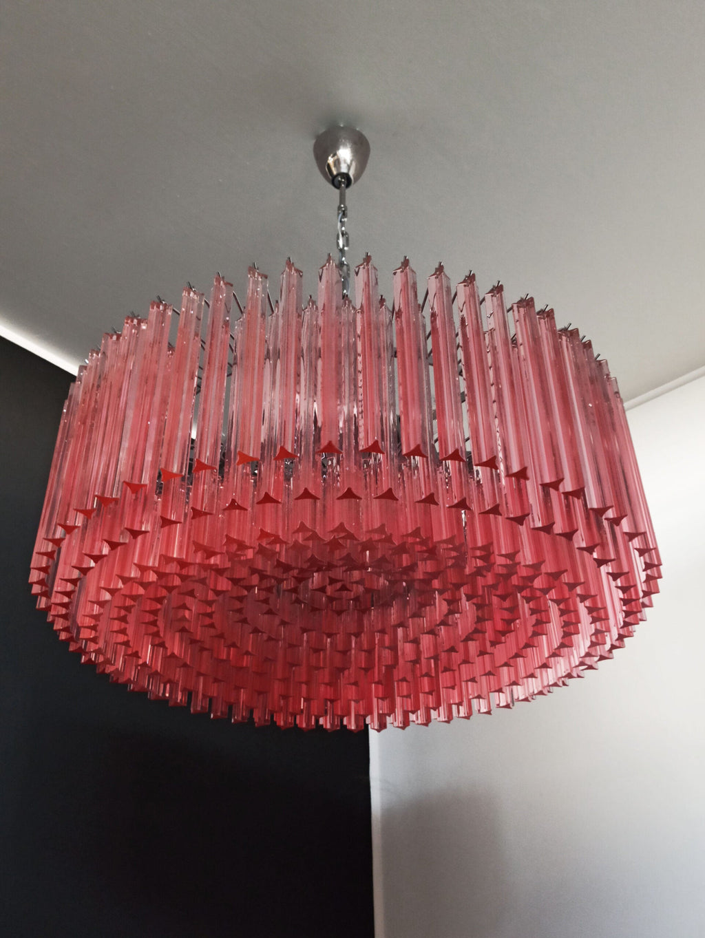 Mid-Century Murano Chandelier | Punto di Luce |  391 Pink Prism Glass
