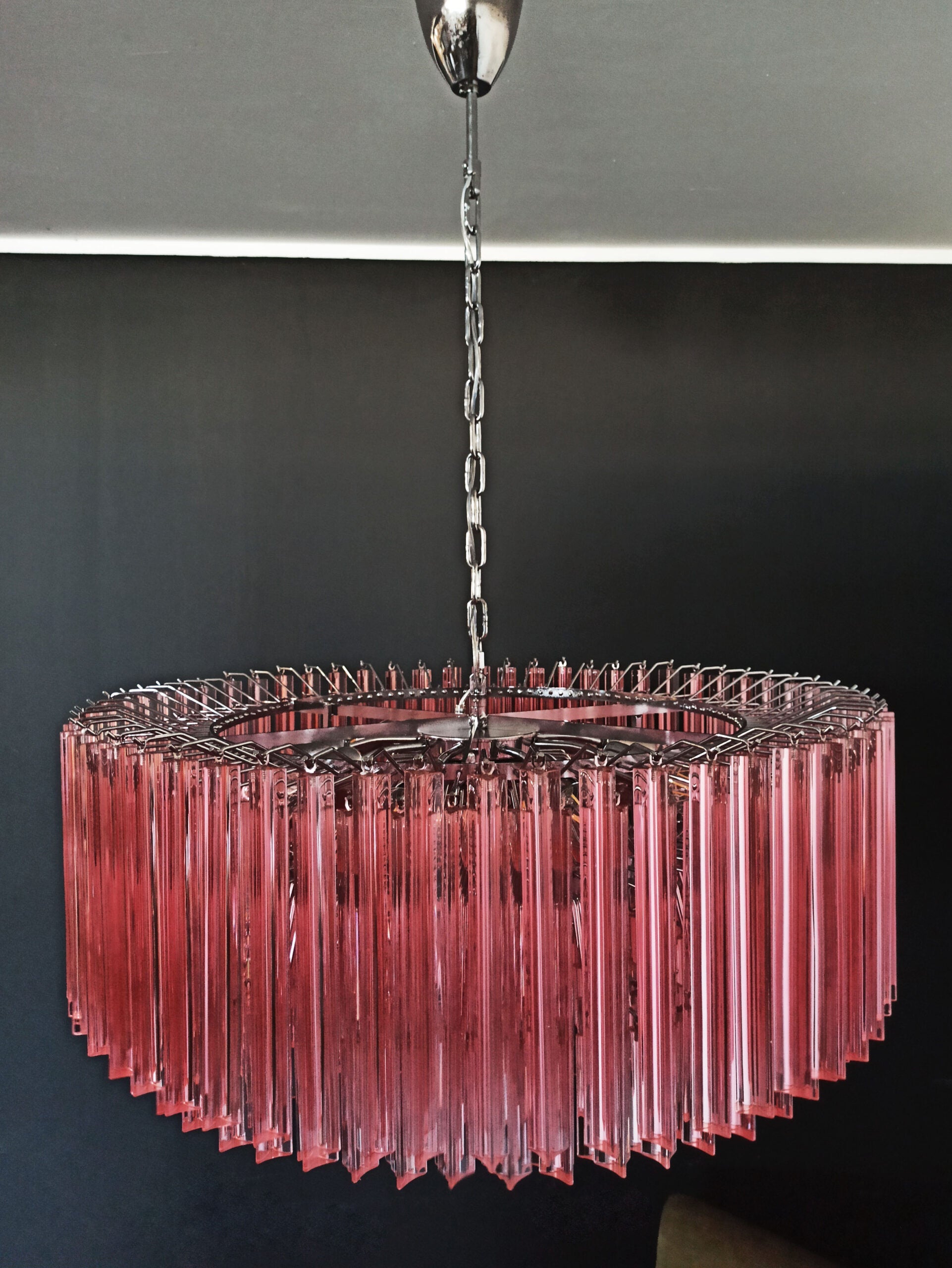 Mid-Century Murano Chandelier | Punto di Luce |  391 Pink Prism Glass