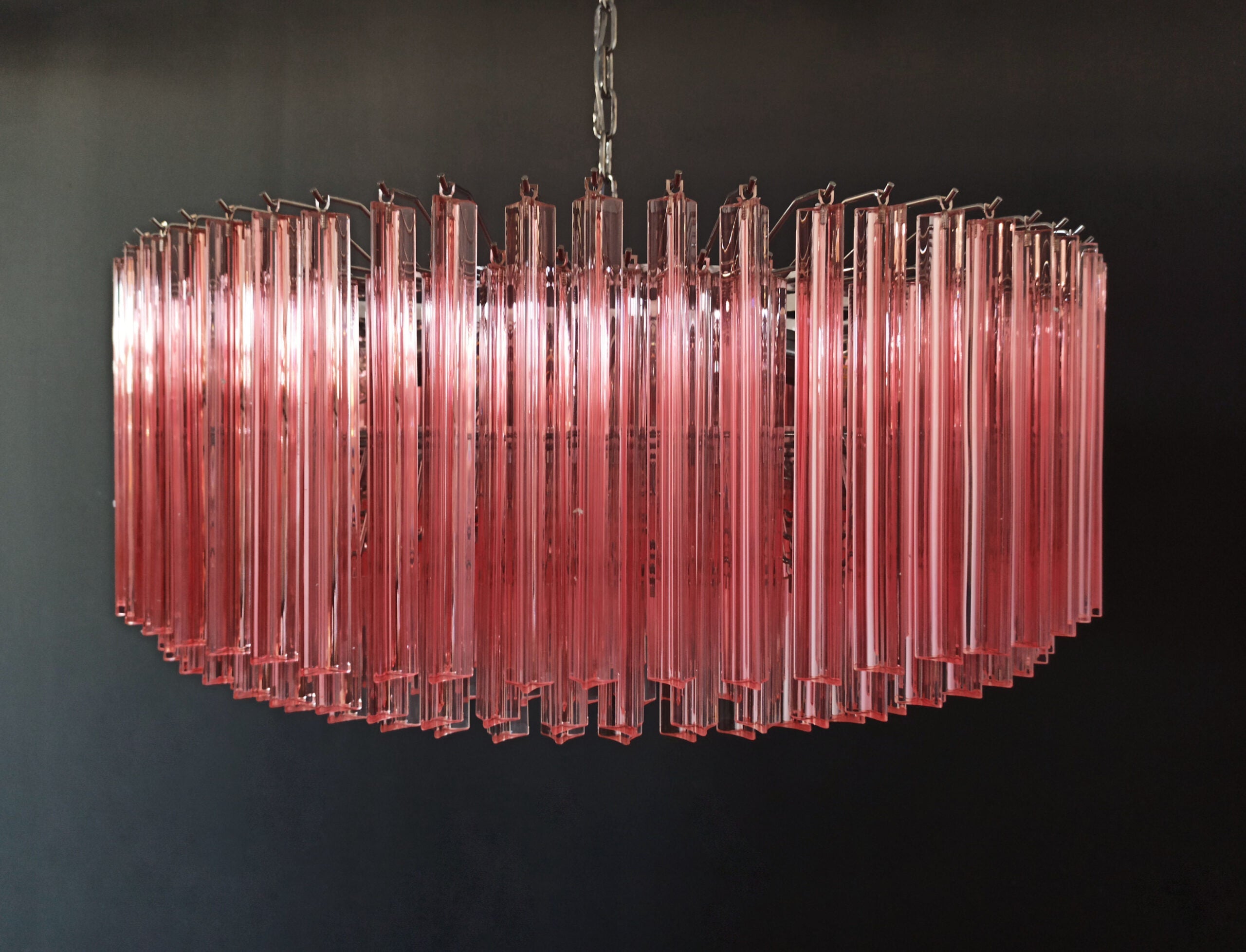 Mid-Century Murano Chandelier | Punto di Luce |  391 Pink Prism Glass