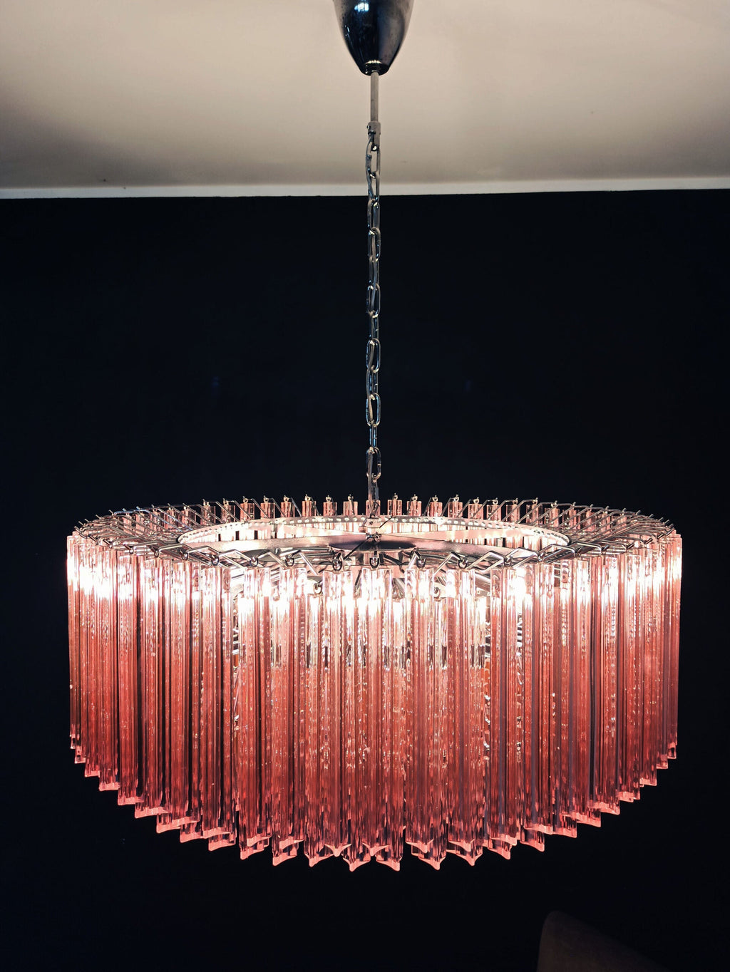 Mid-Century Murano Chandelier | Punto di Luce |  391 Pink Prism Glass