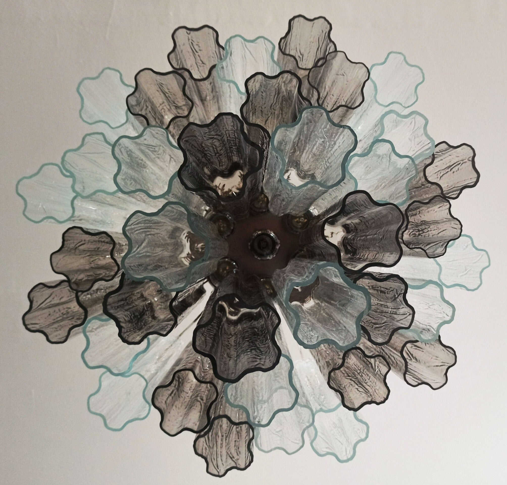 Mid-Century Murano Chandelier | Punto di Luce |  36 Clear and Smoke-Colored Glass Tubes