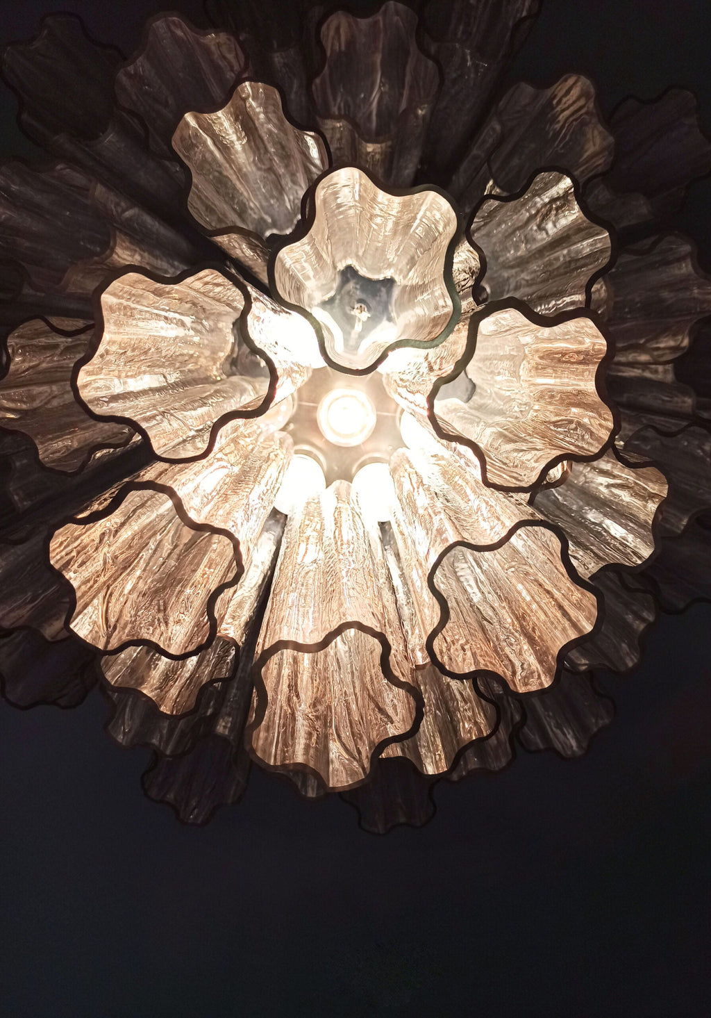 Mid-Century Murano Chandelier | Punto di Luce |  36 Smoke-Colored Glass Tubes
