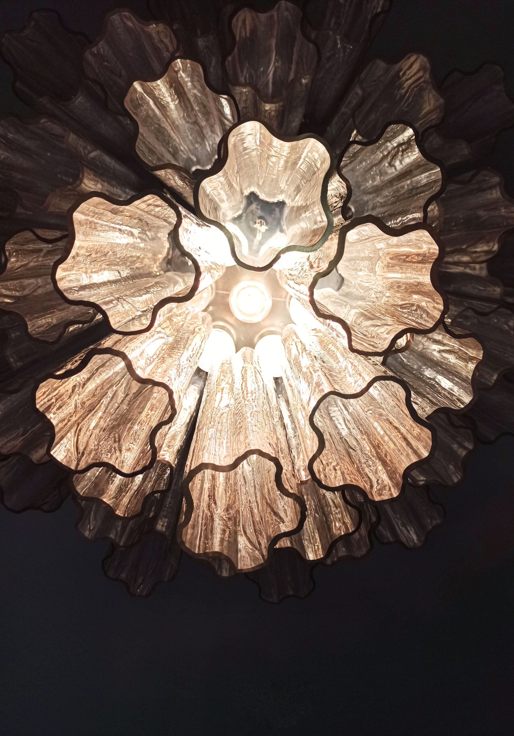 Mid-Century Murano Chandelier | Punto di Luce |  36 Smoke-Colored Glass Tubes