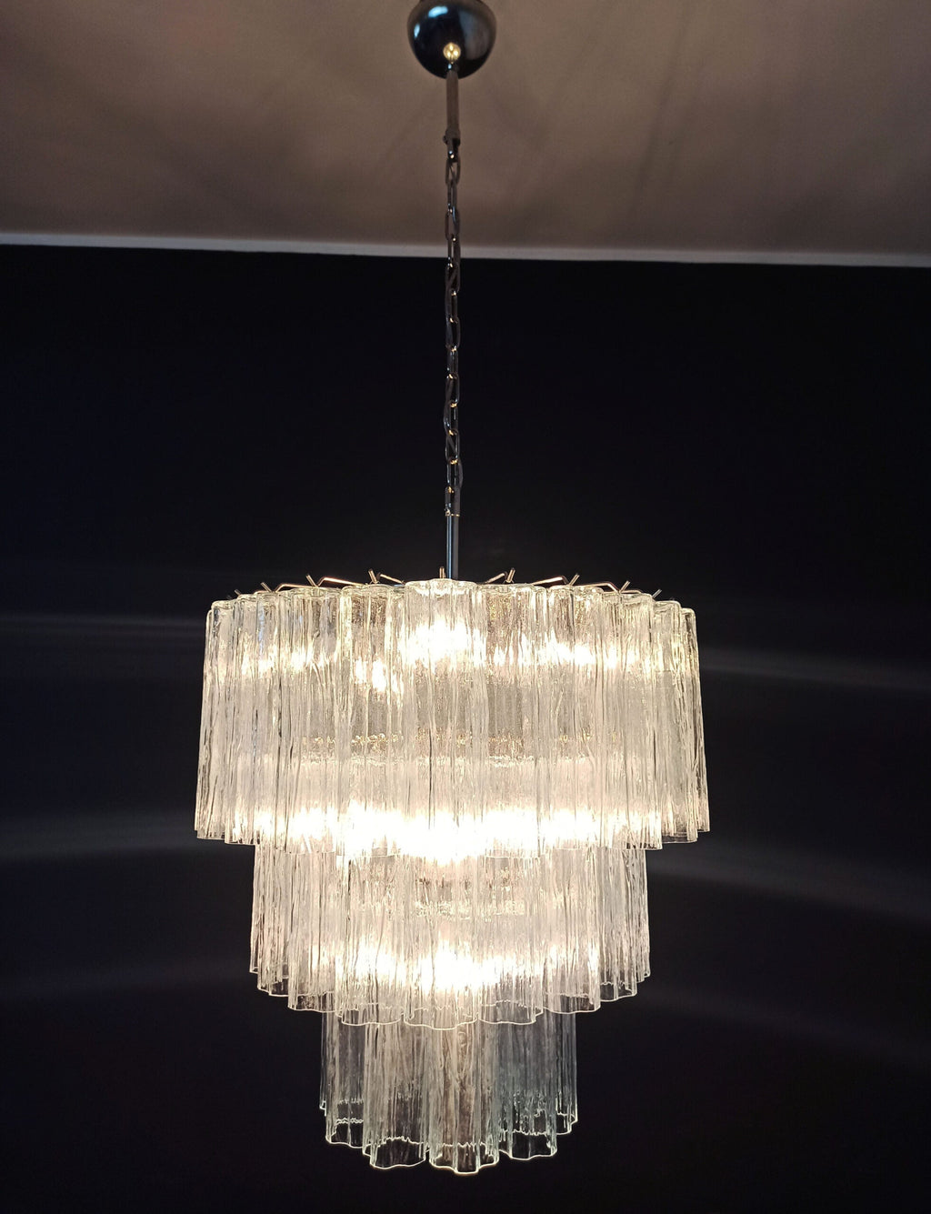 Mid-Century Murano Chandelier | Punto di Luce |  52 Clear Glass Tubes
