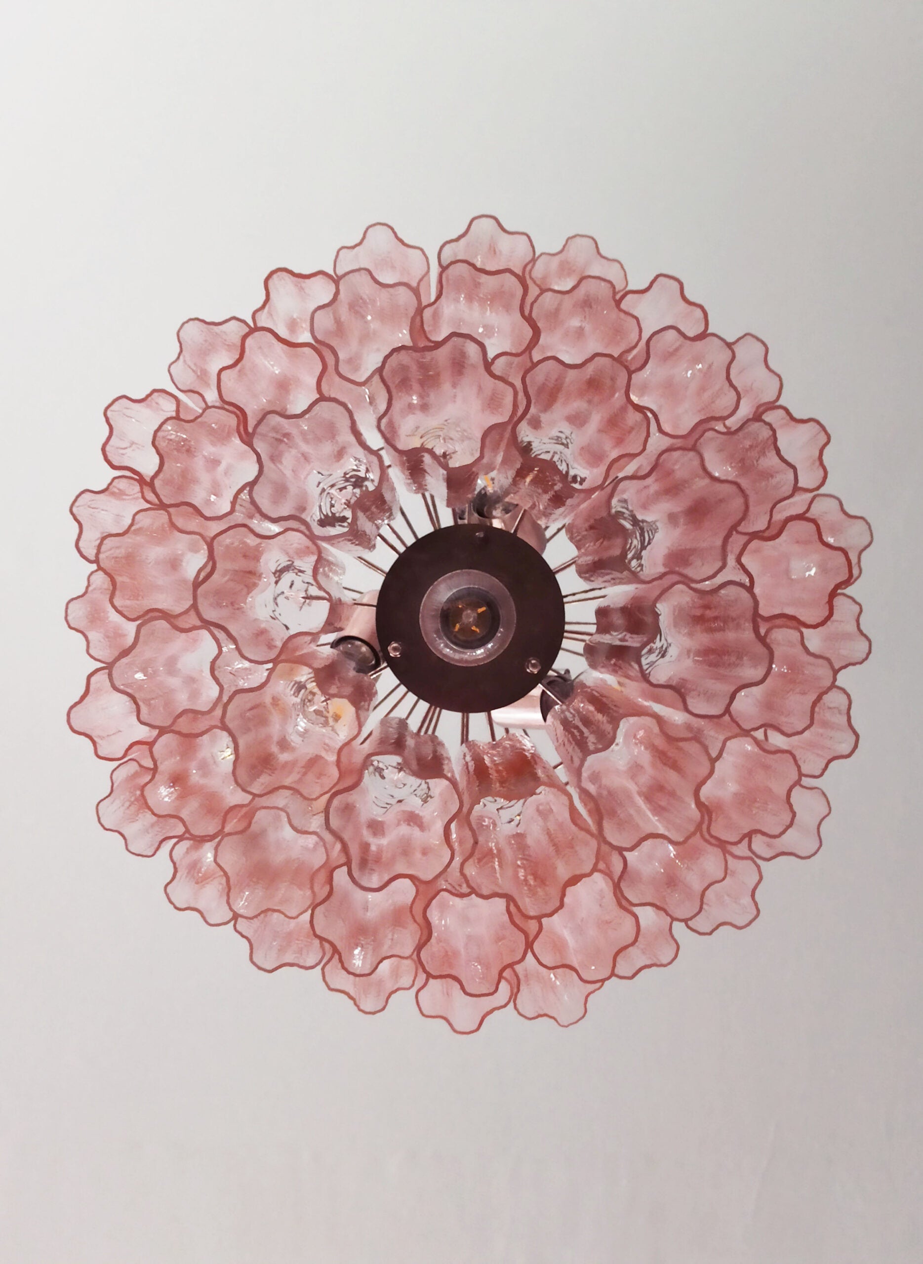 Mid-Century Murano Chandelier | Punto di Luce |  52 Pink Glass Tubes