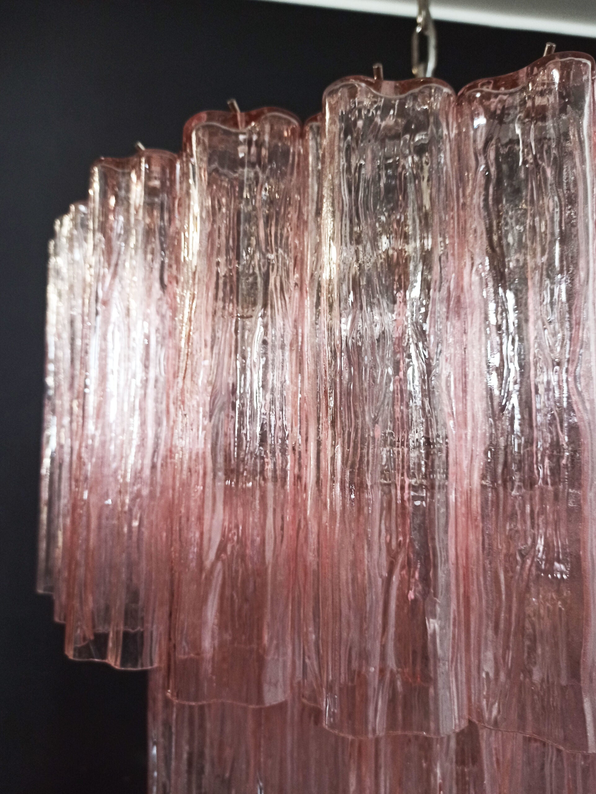 Mid-Century Murano Chandelier | Punto di Luce |  52 Pink Glass Tubes