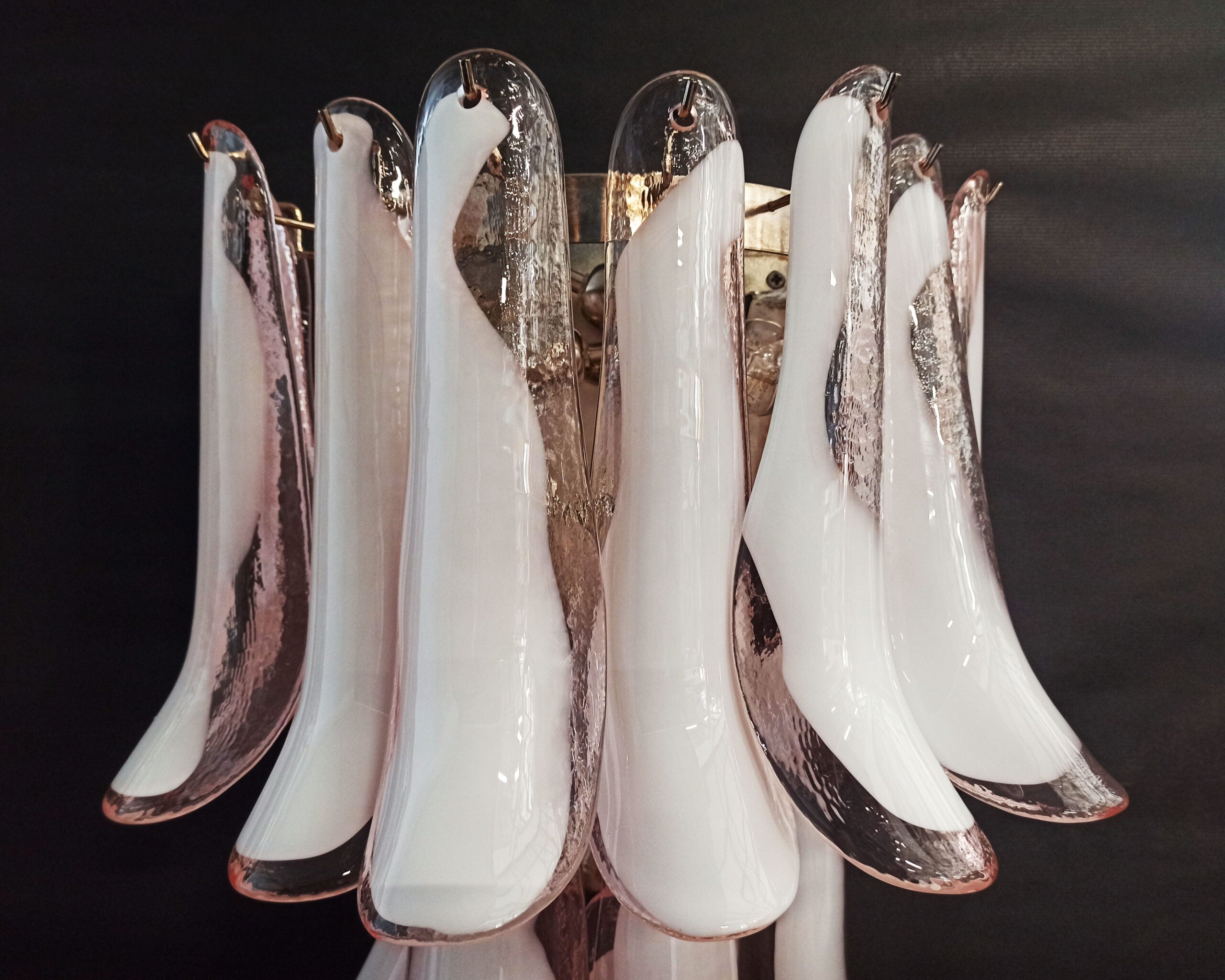 Mid-Century Murano Wall Lamp | Punto di Luce |  16 Pink Petal Glass | Punto di Luce |  1 Pair