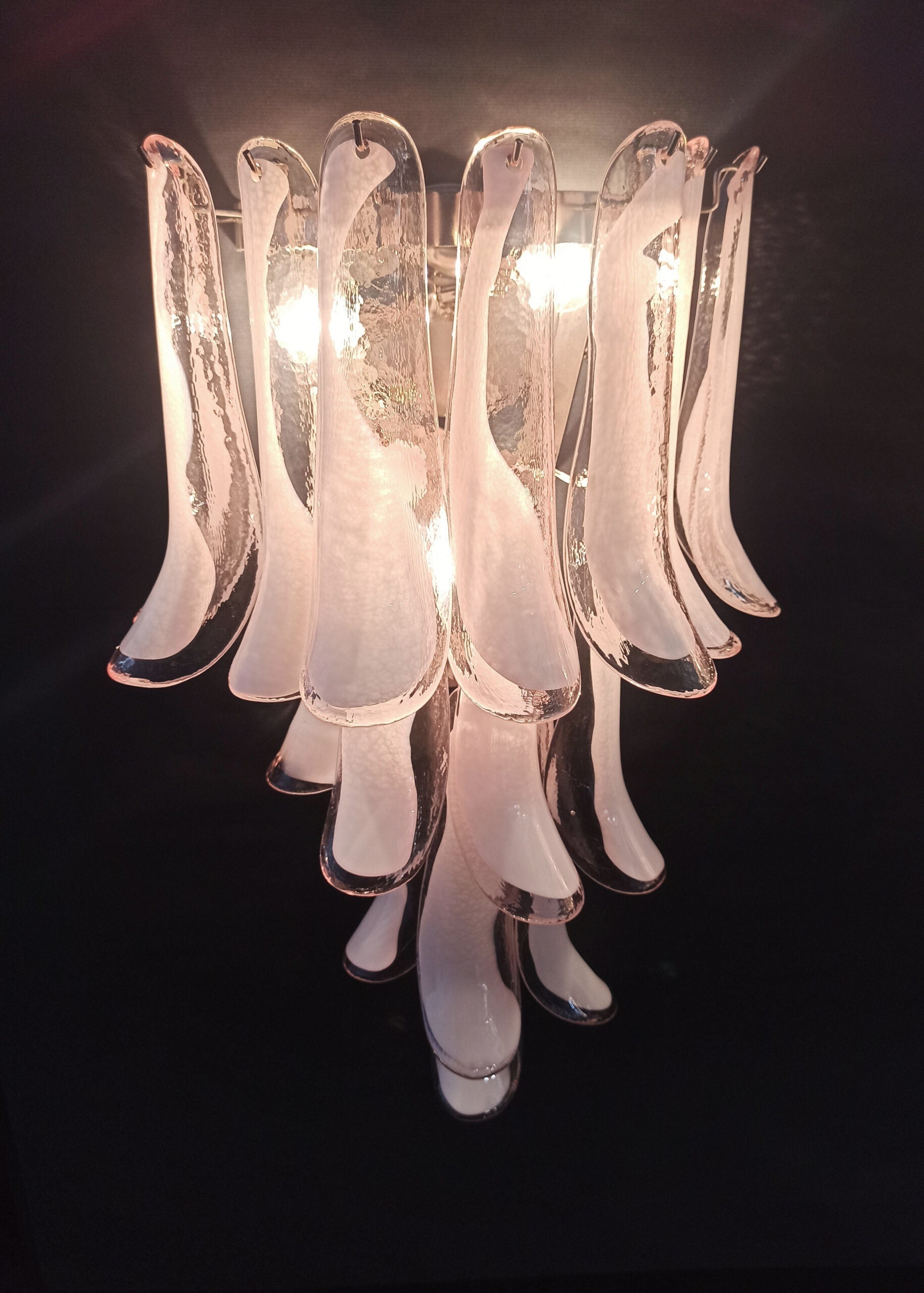 Mid-Century Murano Wall Lamp | Punto di Luce |  16 Pink Petal Glass | Punto di Luce |  1 Pair