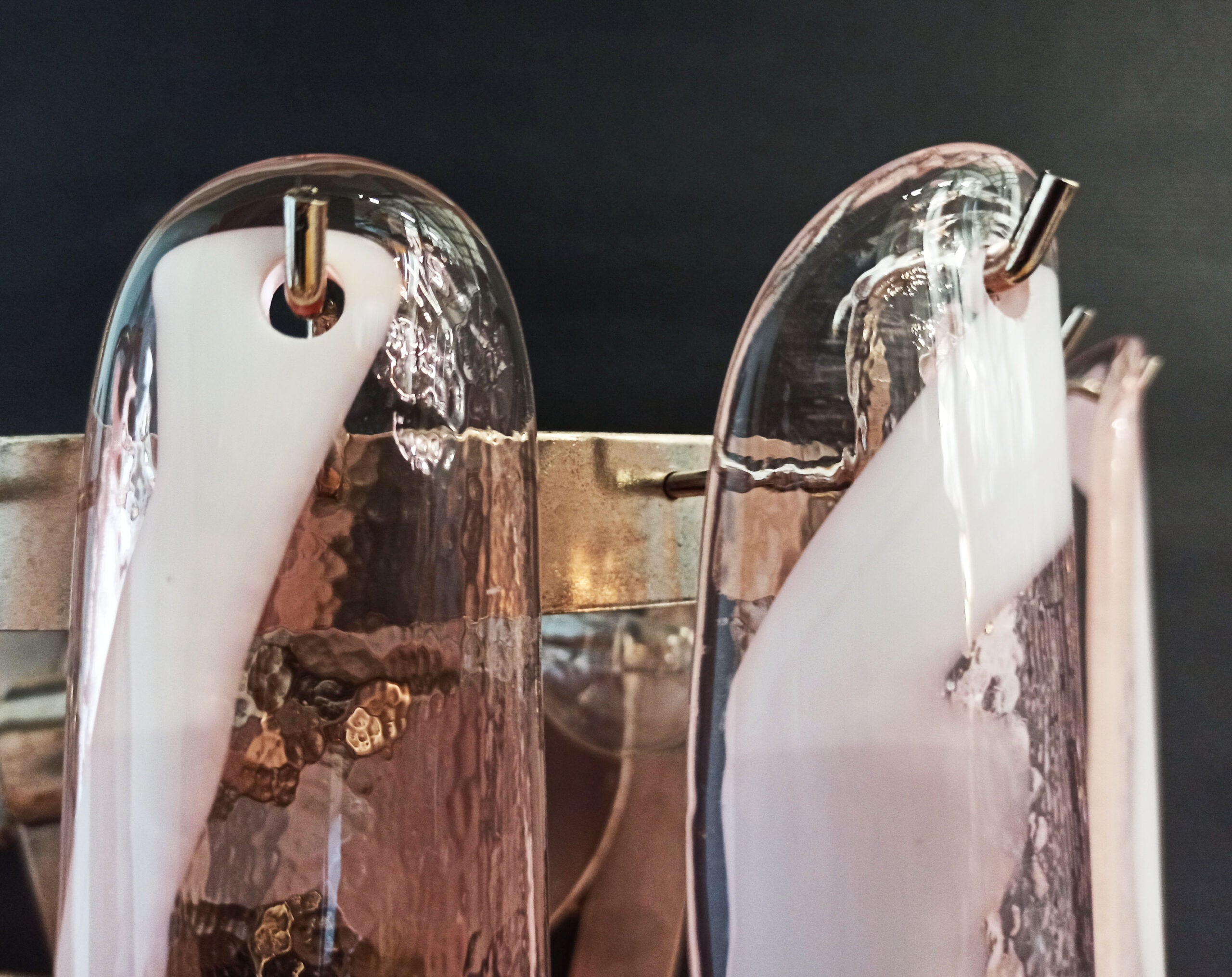 Mid-Century Murano Wall Lamp | Punto di Luce |  16 Pink Petal Glass | Punto di Luce |  1 Pair