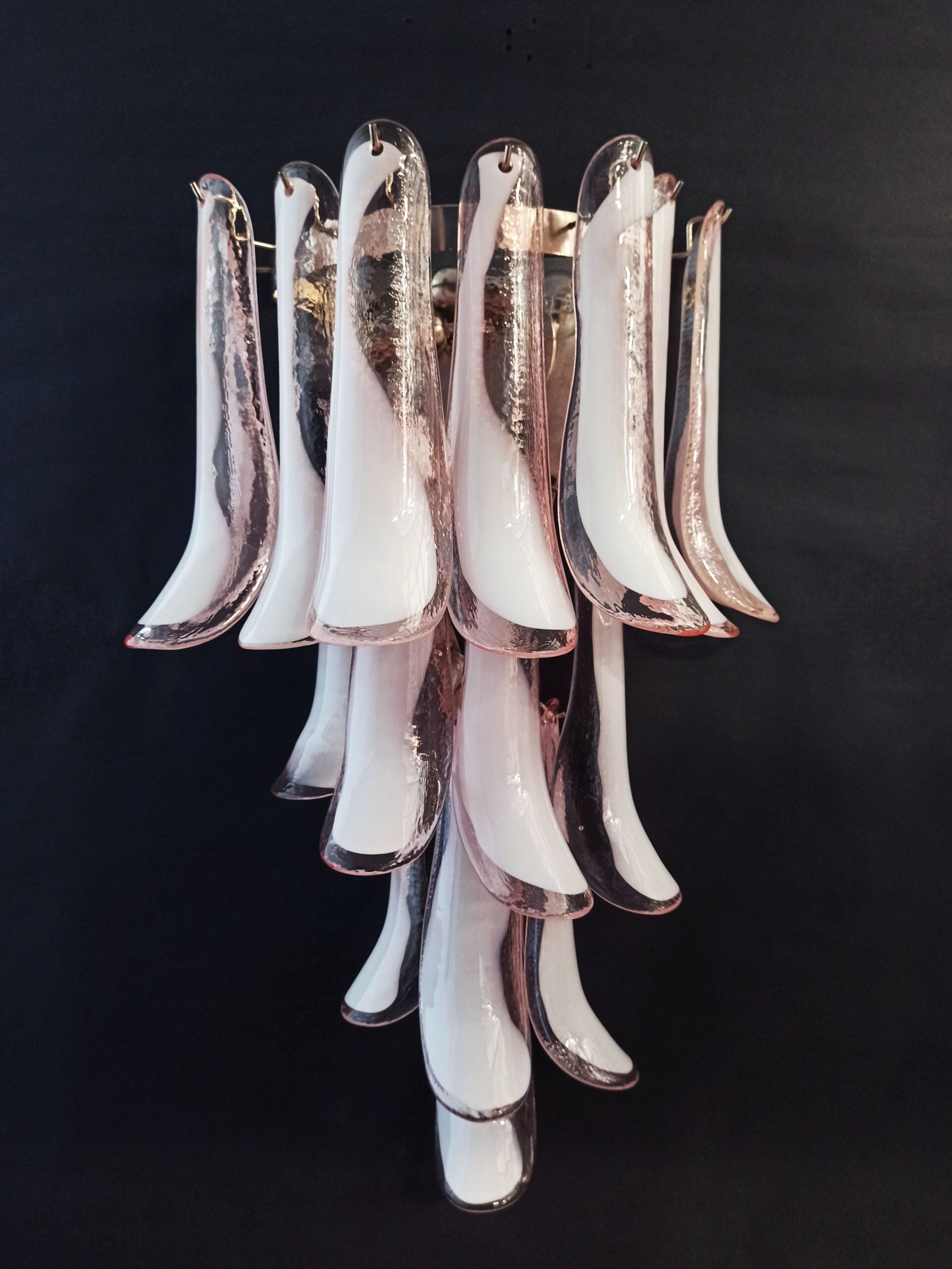 Mid-Century Murano Wall Lamp | Punto di Luce |  16 Pink Petal Glass | Punto di Luce |  1 Pair